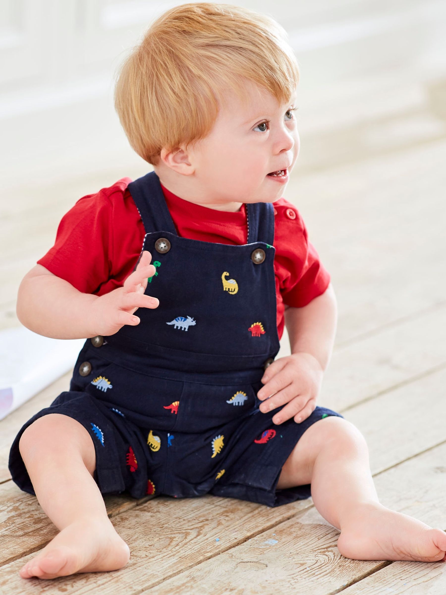 Navy Dinosaur Embroidered Baby Dungarees - Image 4 of 5