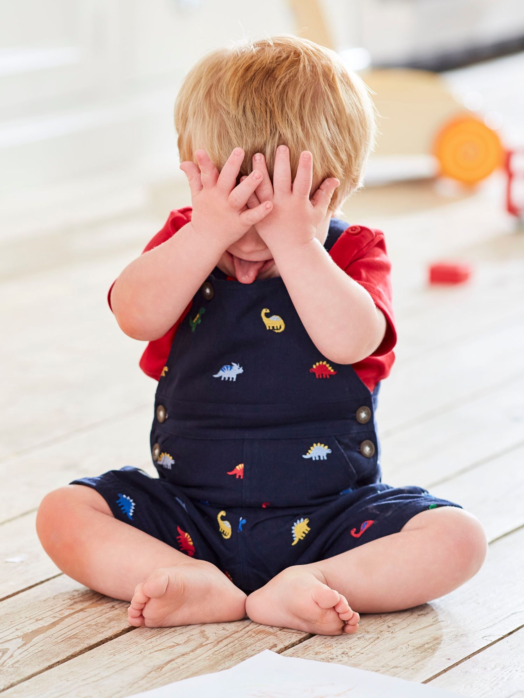 Navy Dinosaur Embroidered Baby Dungarees - Image 5 of 5