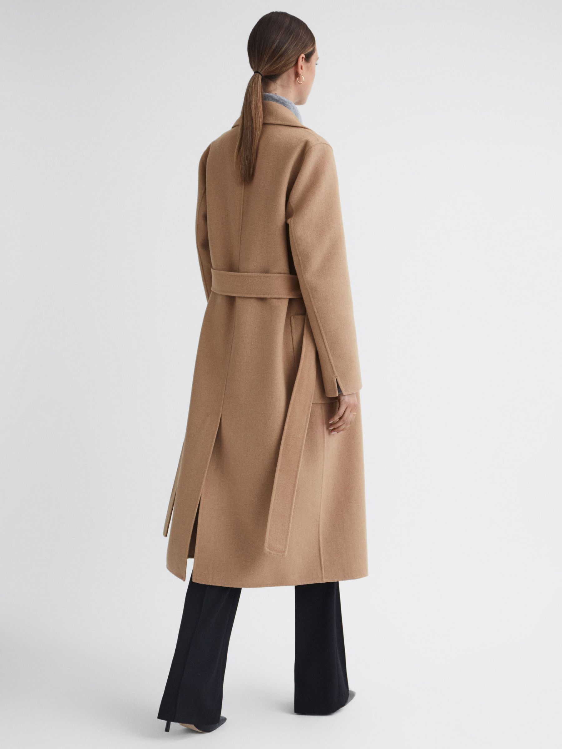 Long Wool Blend Blindseam Coat in Camel - image 5