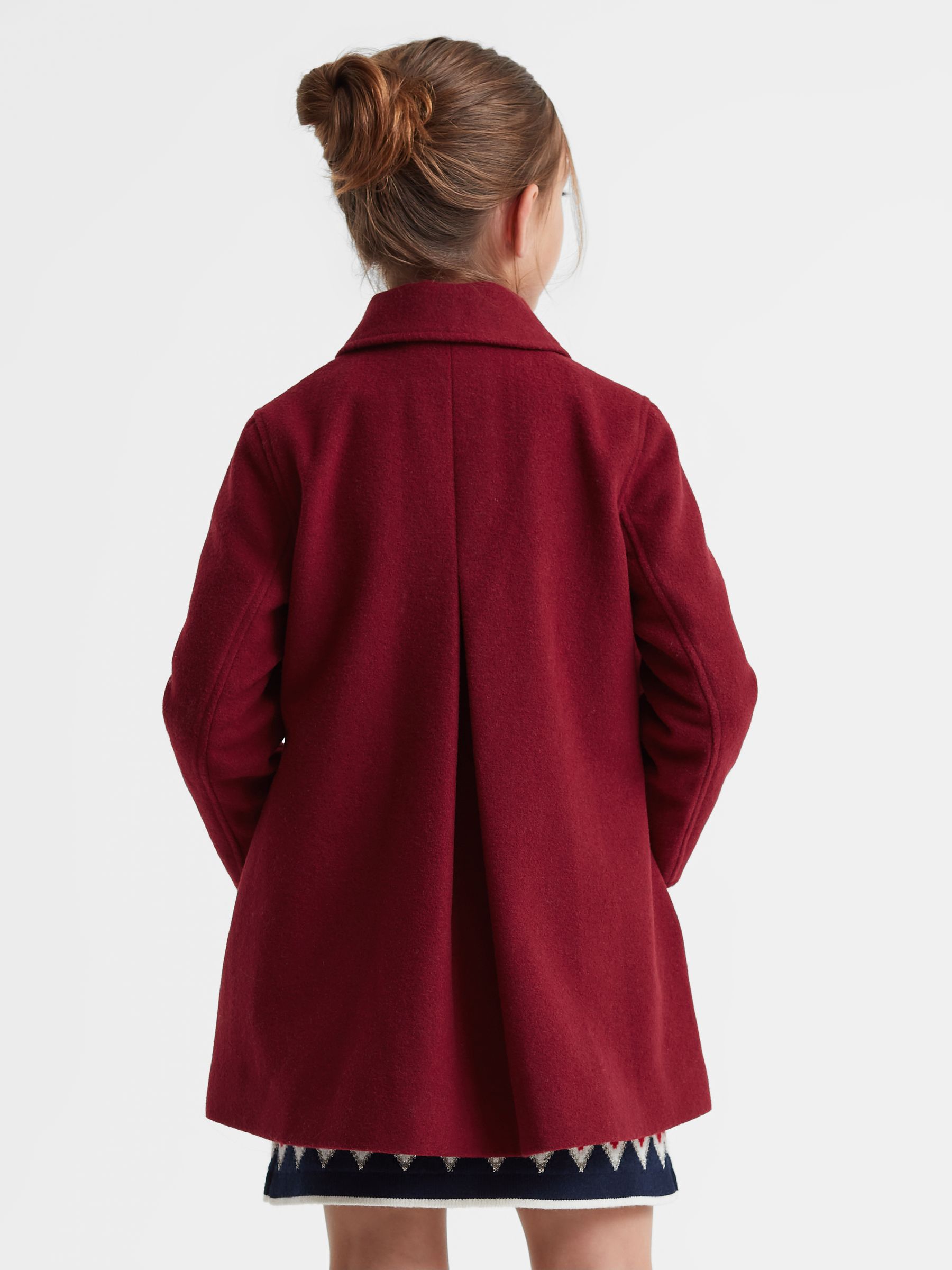 4-9 yrs Wool Blend Bow Coat in Red - Image 5 of 6