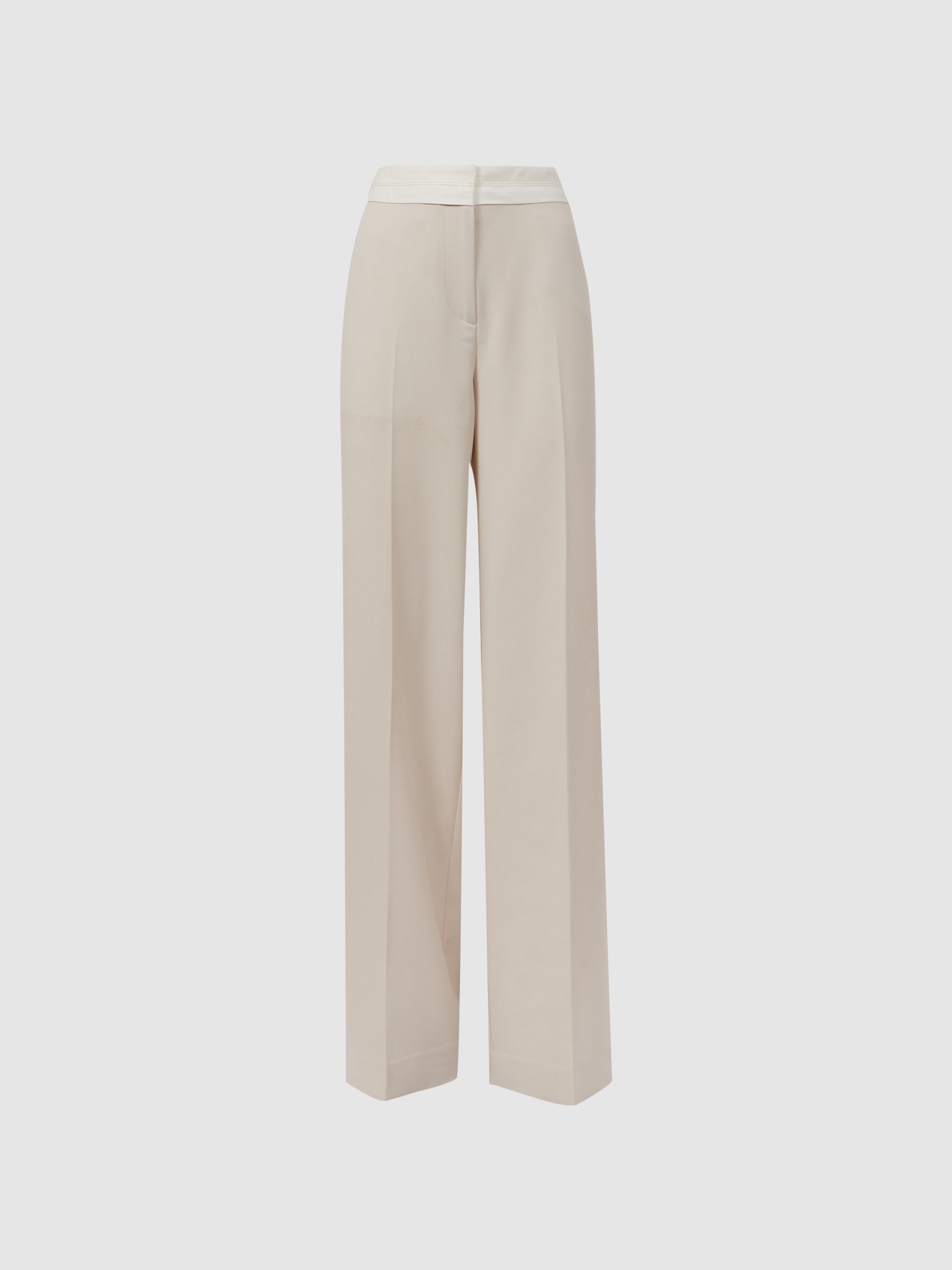 Mid Rise Contrast Wide Leg Suit Trousers in Neutral - Image 2 of 5
