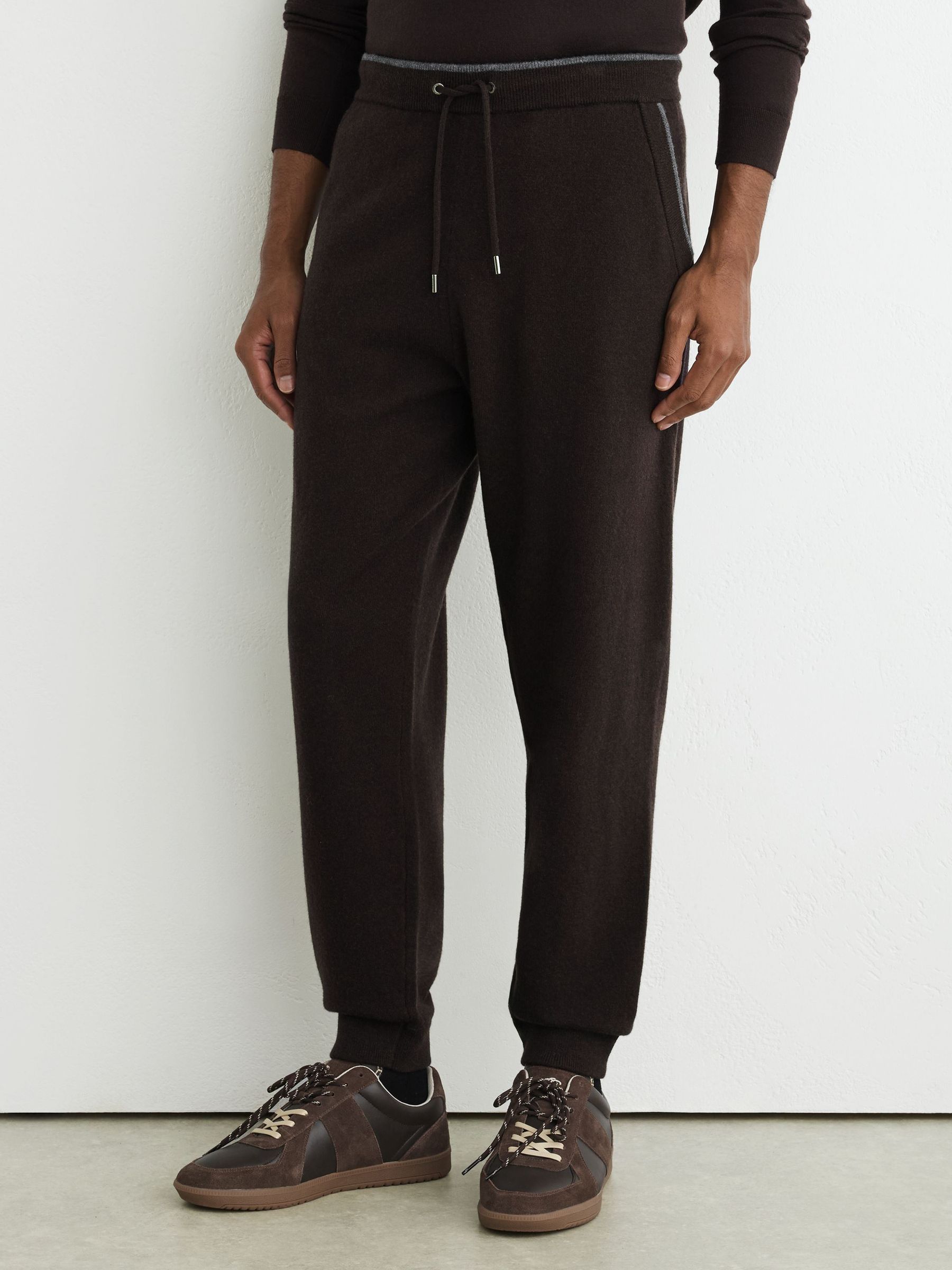 Merino Wool-Blend Cuffed Joggers in Chocolate Brown - Image 3 of 6