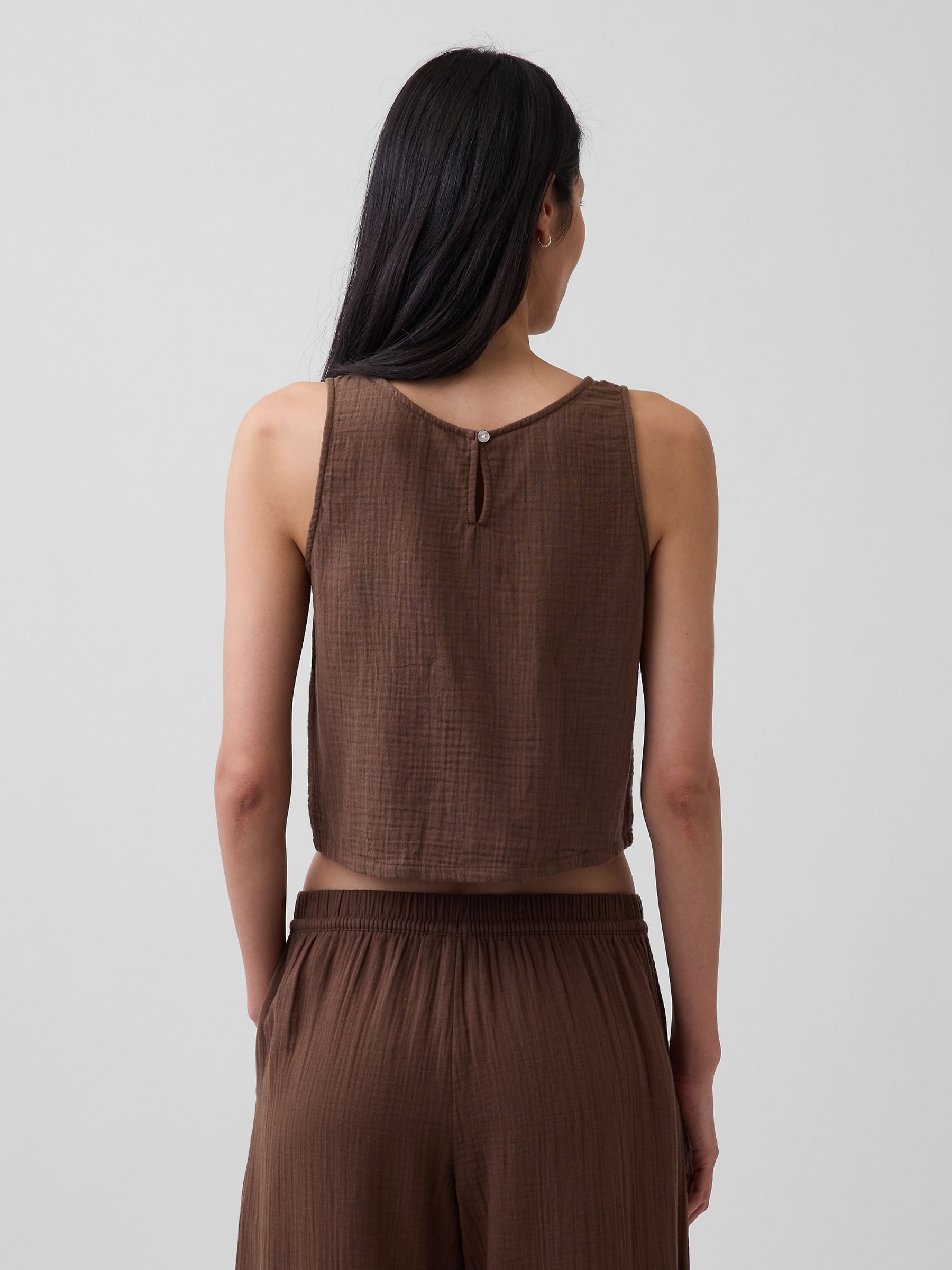 Brown Gauze Racer Shell Vest - Image 2 of 5