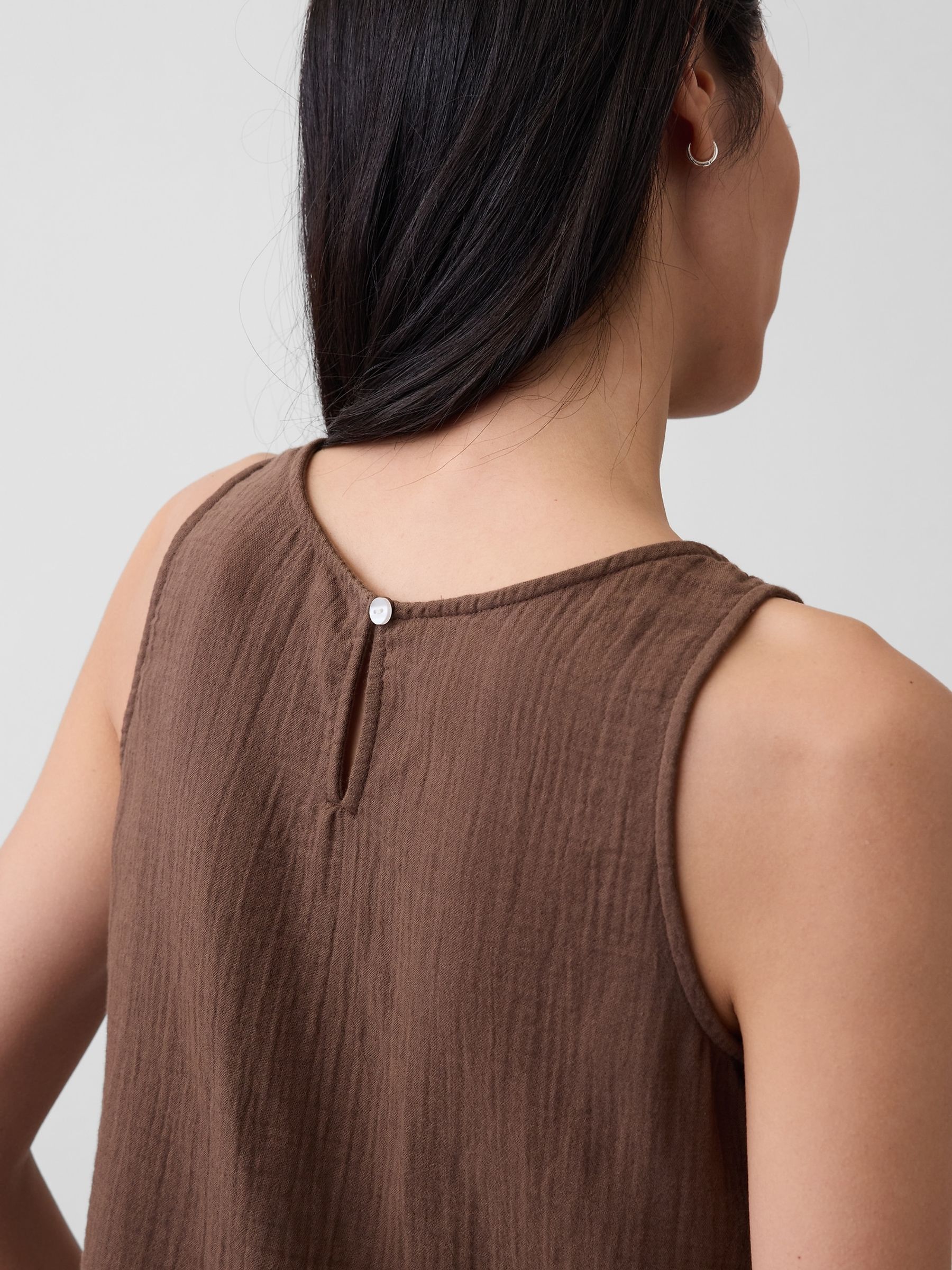 Brown Gauze Racer Shell Vest - Image 4 of 5