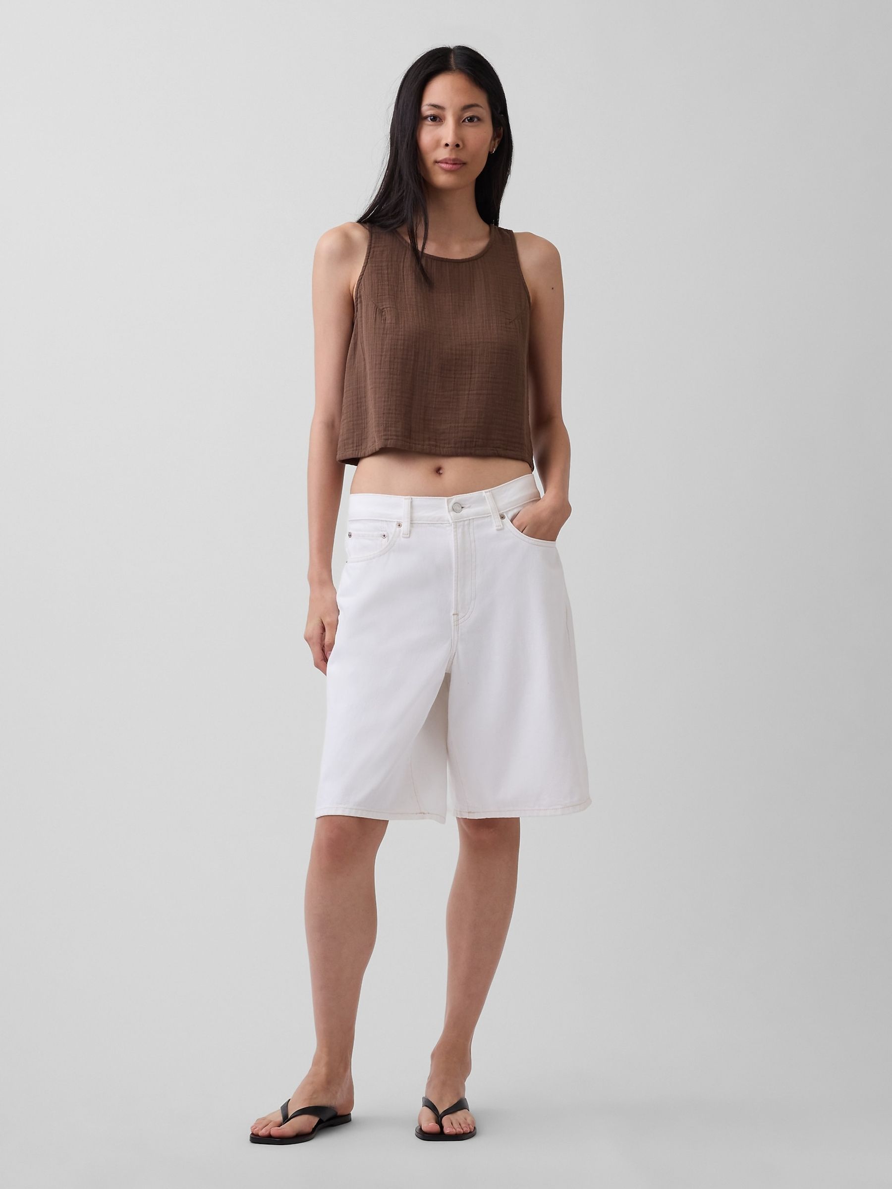 Brown Gauze Racer Shell Vest - Image 5 of 5
