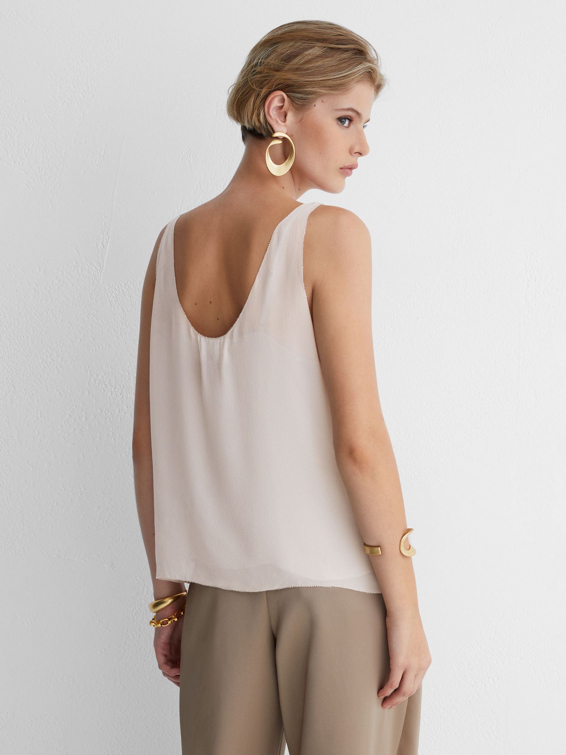 Atelier Silk-Chiffon Layer Vest in Taupe - Image 6 of 7