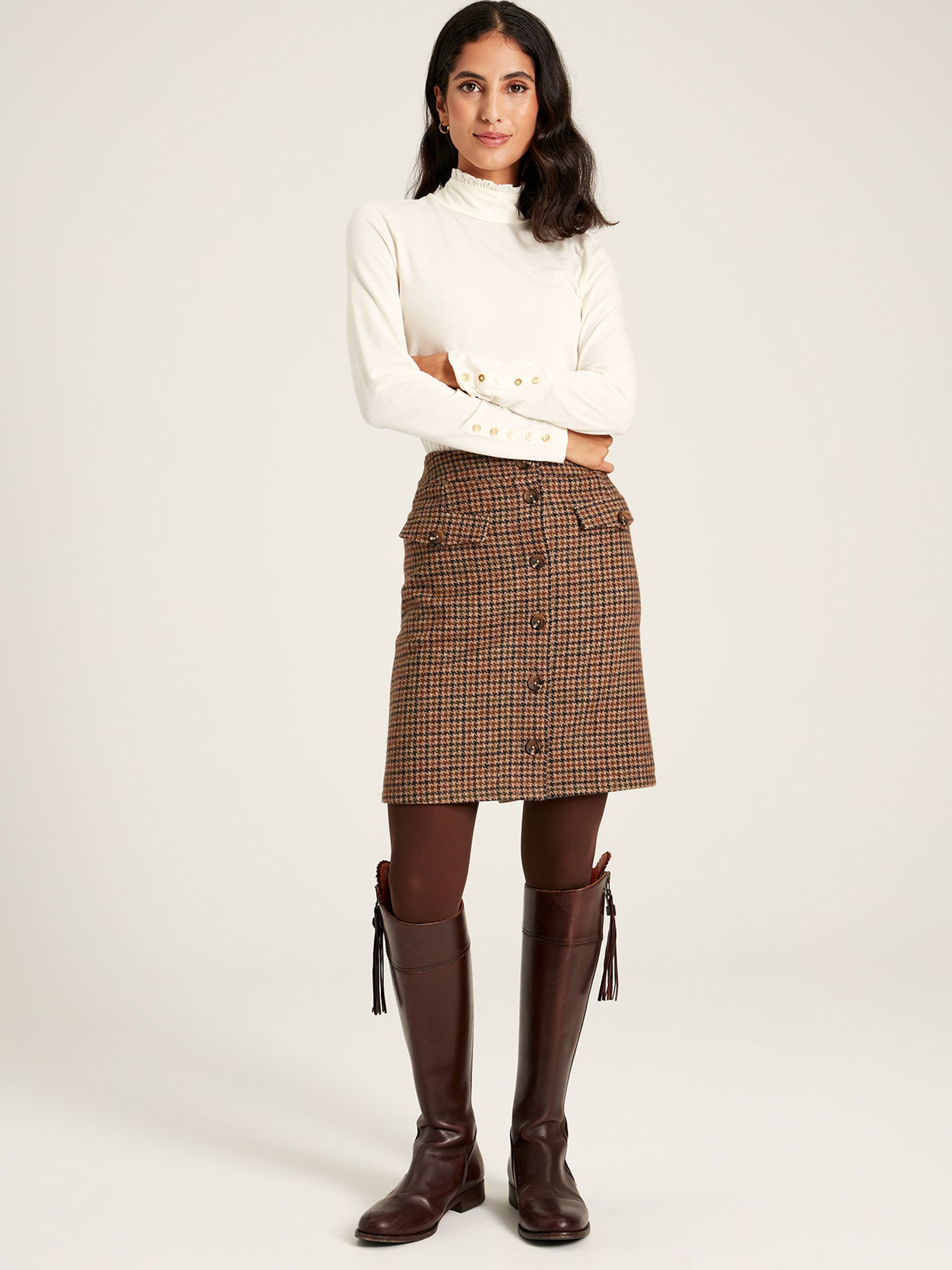 Amy Cream Long Sleeve High Neck Jersey Top - Image 3 of 7