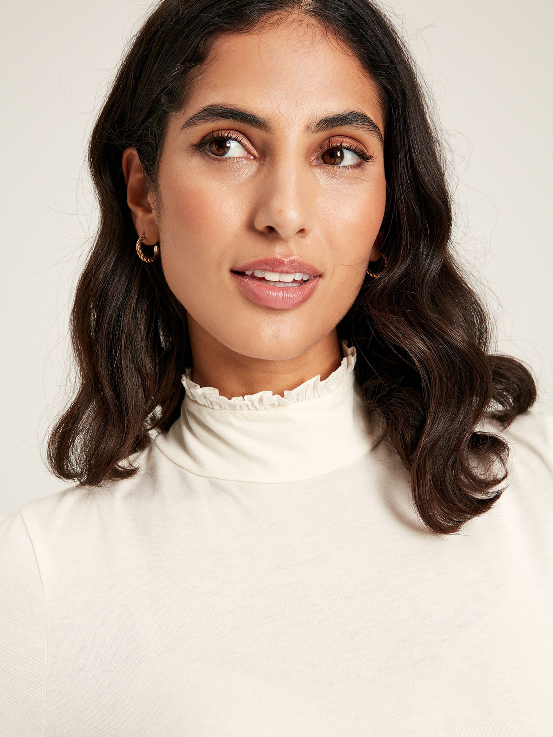 Amy Cream Long Sleeve High Neck Jersey Top - Image 6 of 7