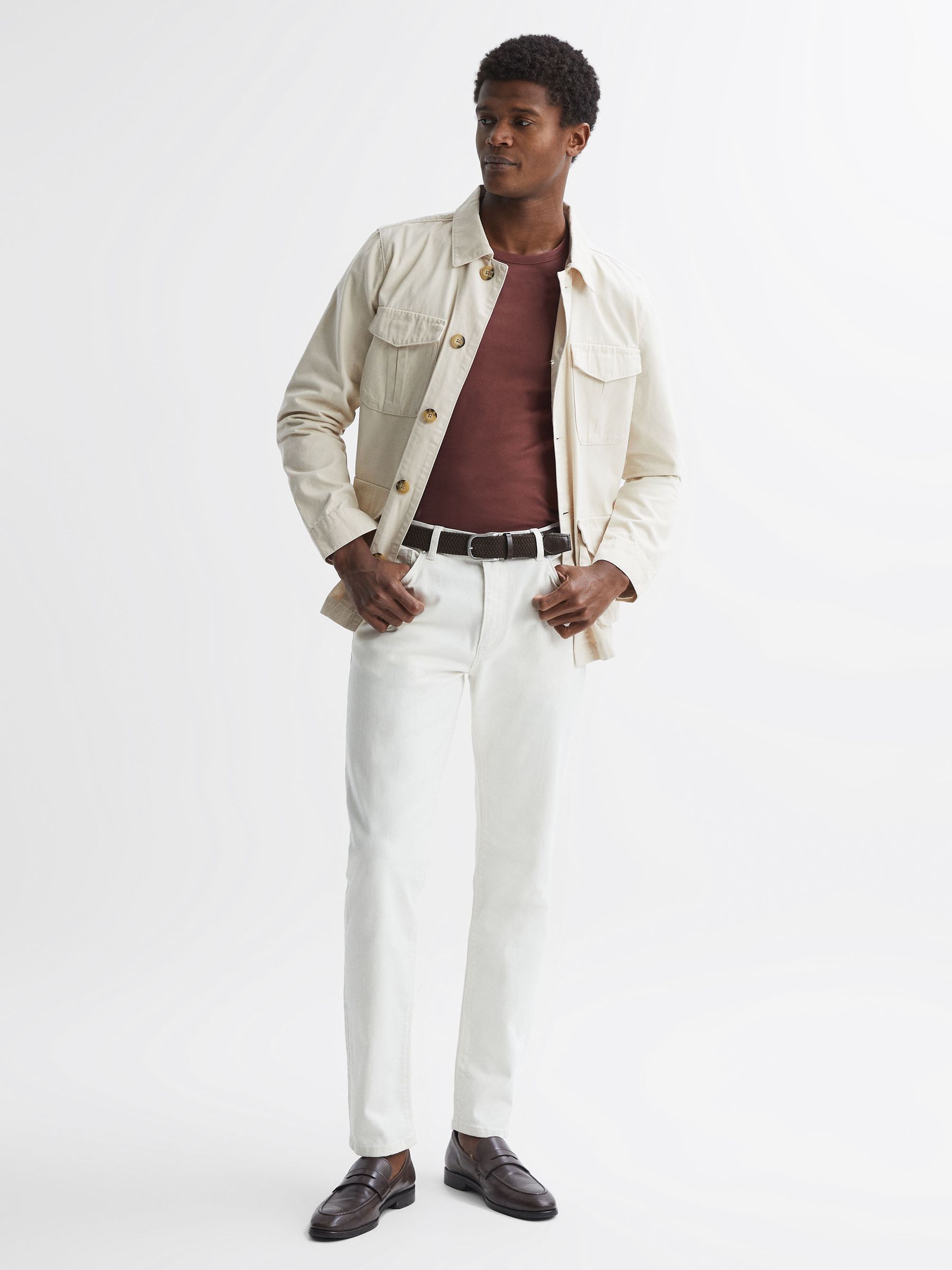 Mercerised Cotton Crew Neck T-Shirt in Copper - Image 4 of 5