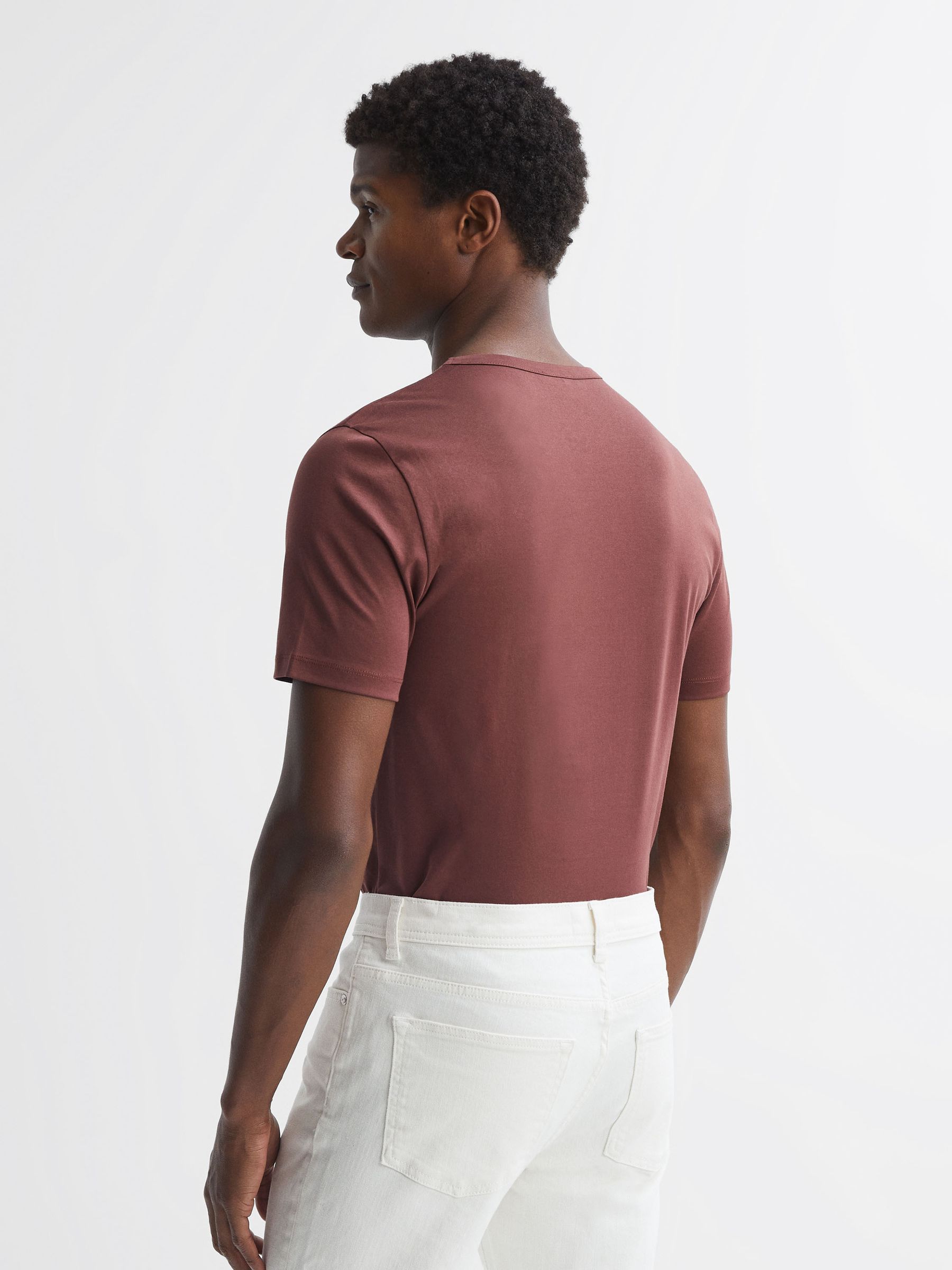 Mercerised Cotton Crew Neck T-Shirt in Copper - Image 5 of 5