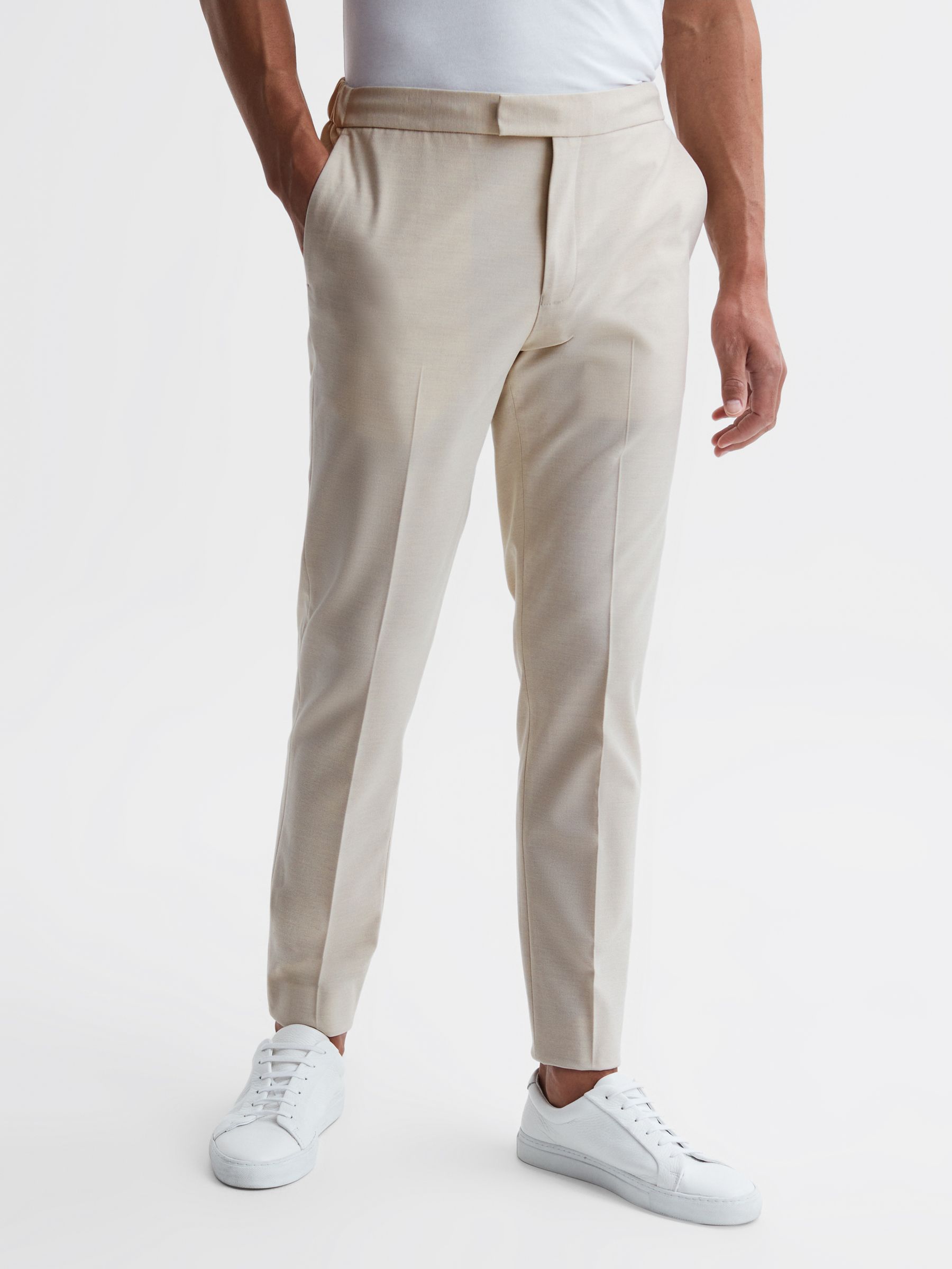Relaxed Drawstring Trousers in Ecru - Image 1 of 5