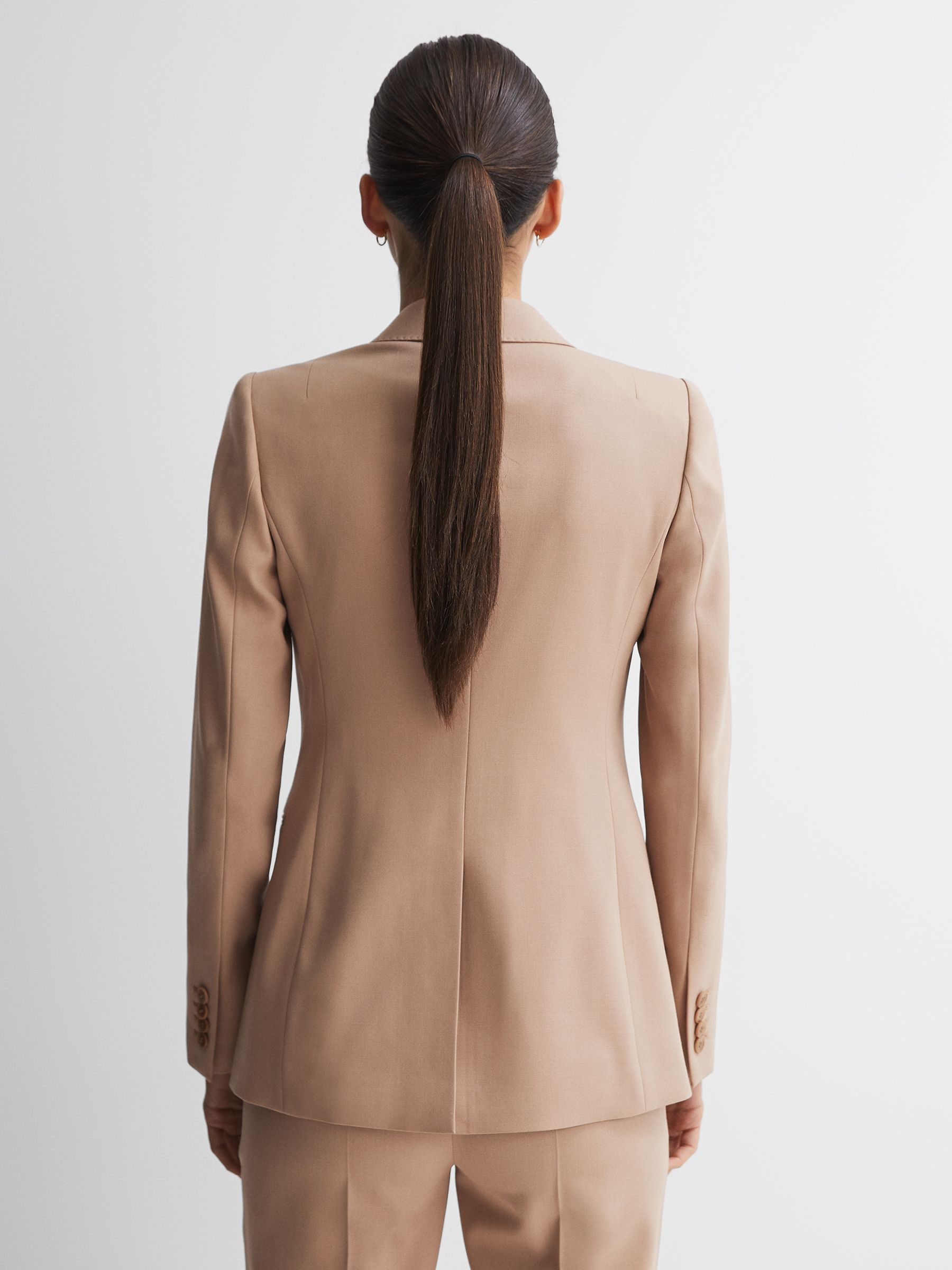 Tailored Wool Blend Single Breasted Suit Blazer in Camel - Image 5 of 5