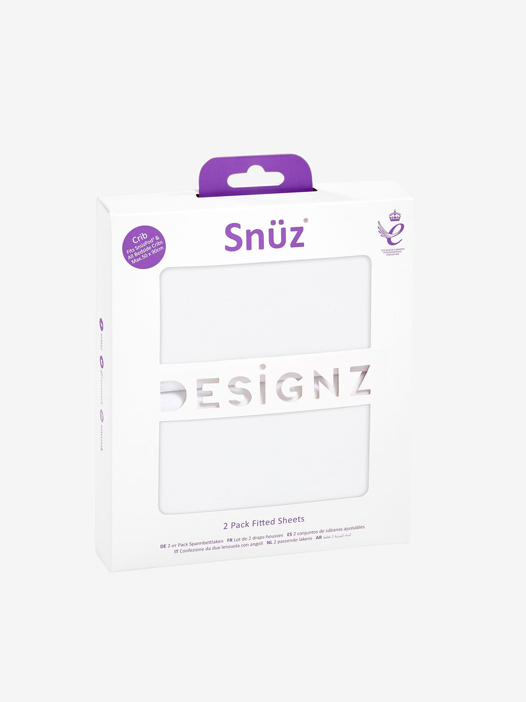 SnuzBaskit White 2-Pack Moses Basket/Pram Fitted Sheets - Image 1 of 6