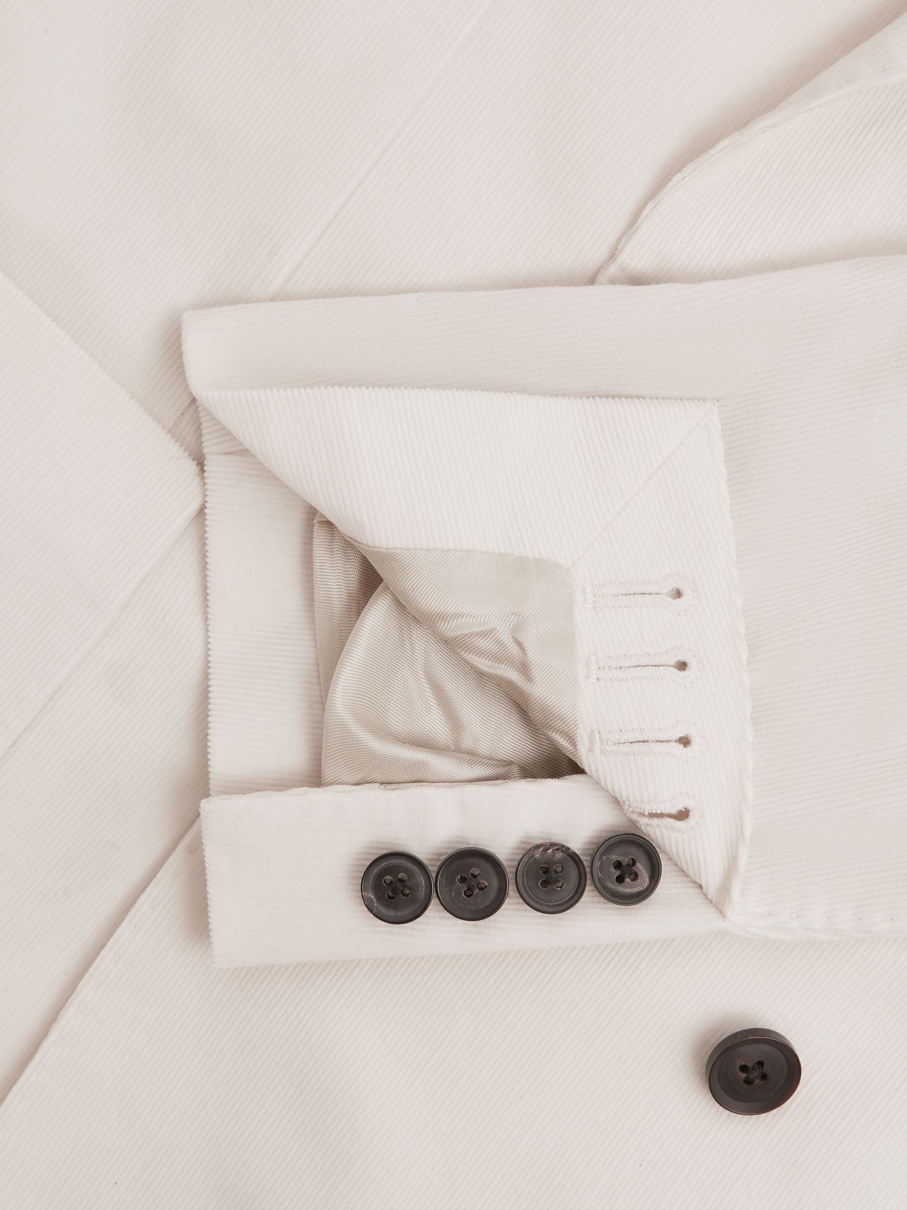 Slim Fit Double Breasted Cotton Blazer in Ecru - Image 6 of 8