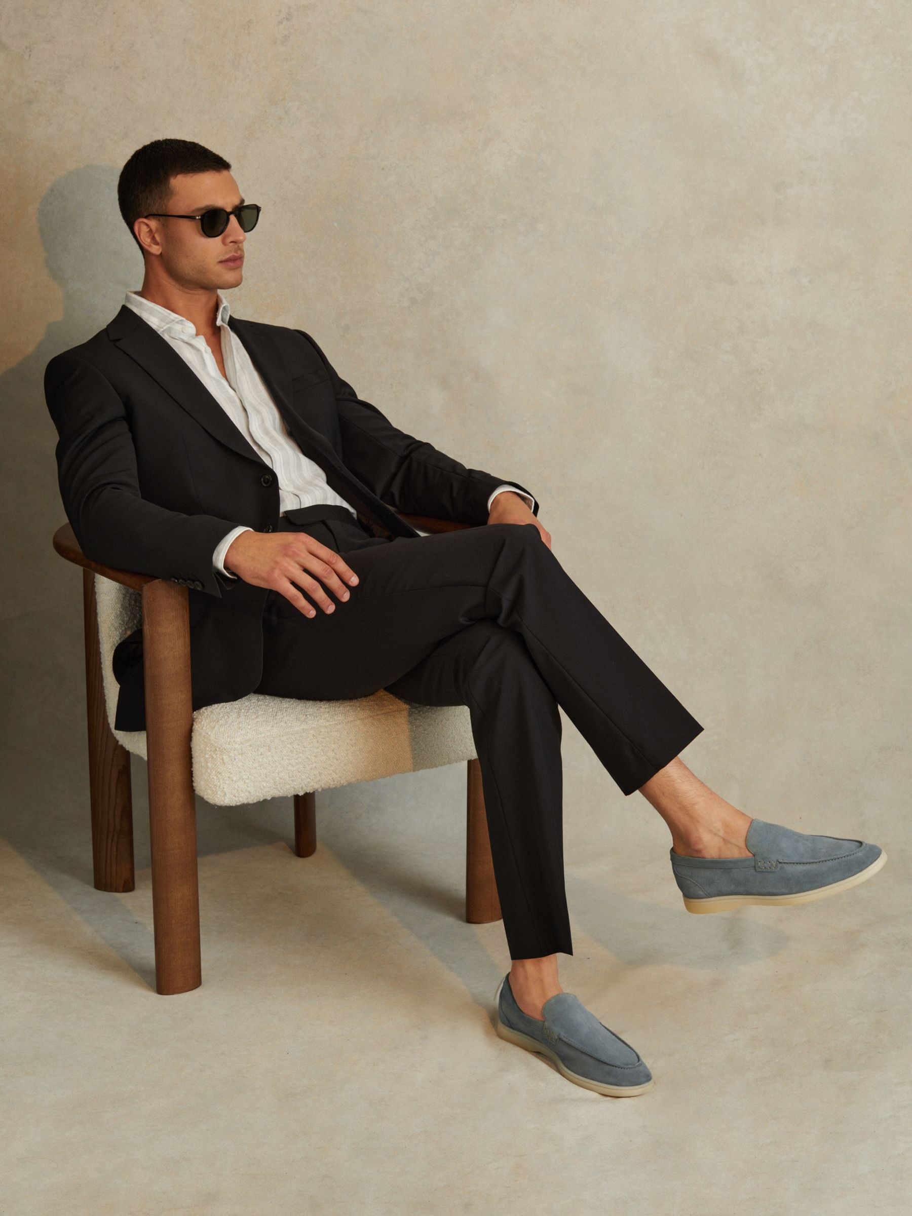Suede Slip-On Loafers in Light Blue - Image 2 of 5