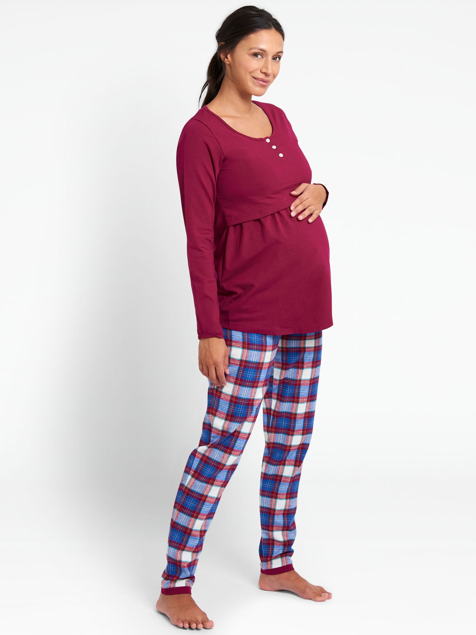 Red Check Maternity & Nursing Pyjama Set - Image 1 of 3