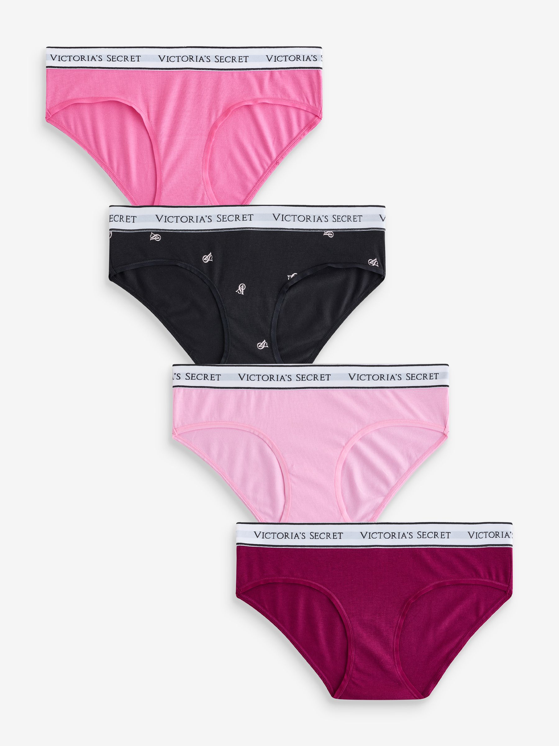 Pink/Black/Purple Hipster Logo 4 Pack Knickers - Image 1 of 7 Pink/Black/Purple Hipster Logo 4 Pack Knickers - Image 1 of 7
