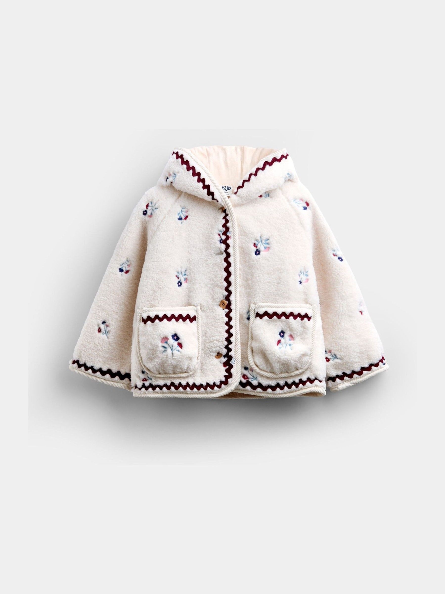 Beige Natural Floral Embroidered Borg Fleece - Image 1 of 4