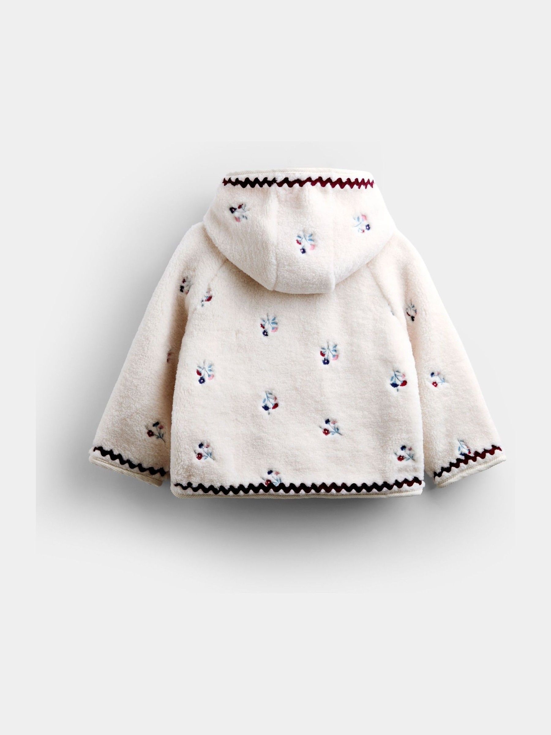 Beige Natural Floral Embroidered Borg Fleece - Image 2 of 4