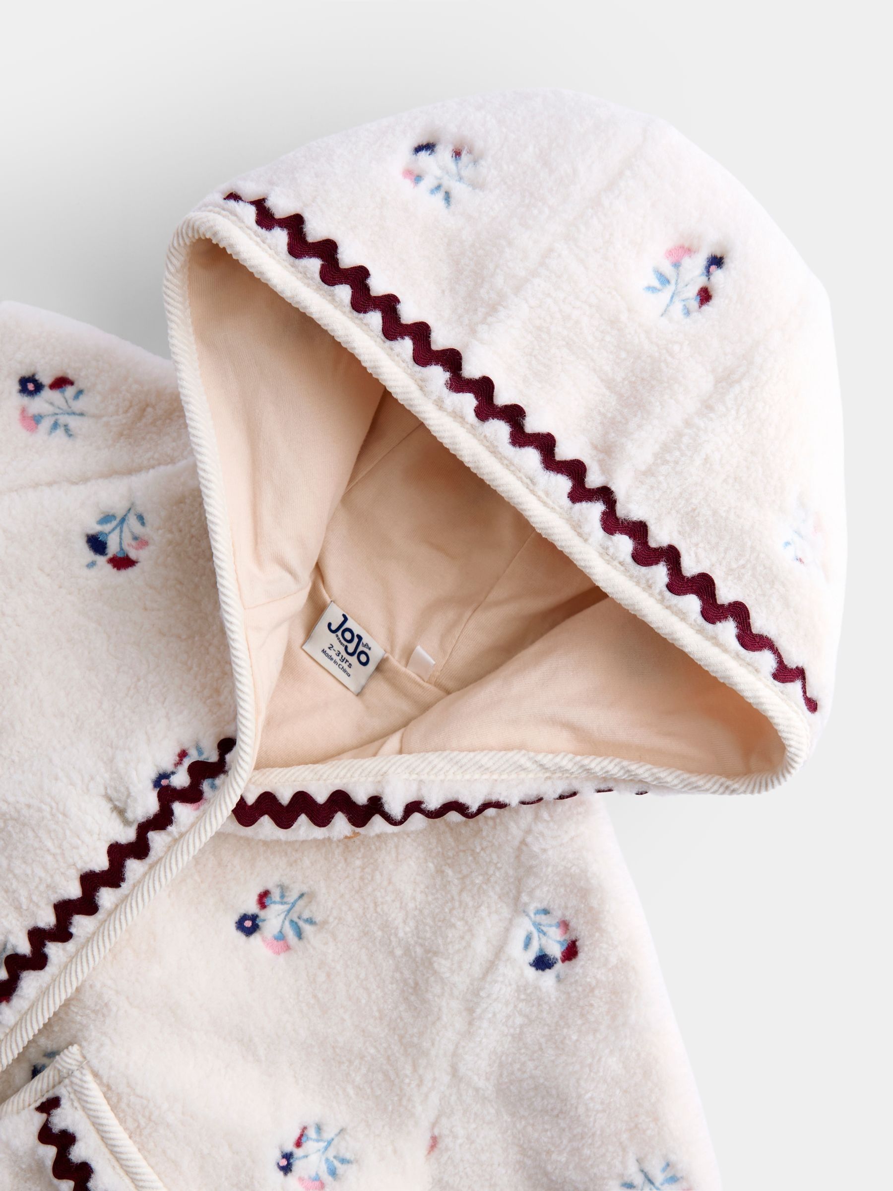 Beige Natural Floral Embroidered Borg Fleece - Image 3 of 4
