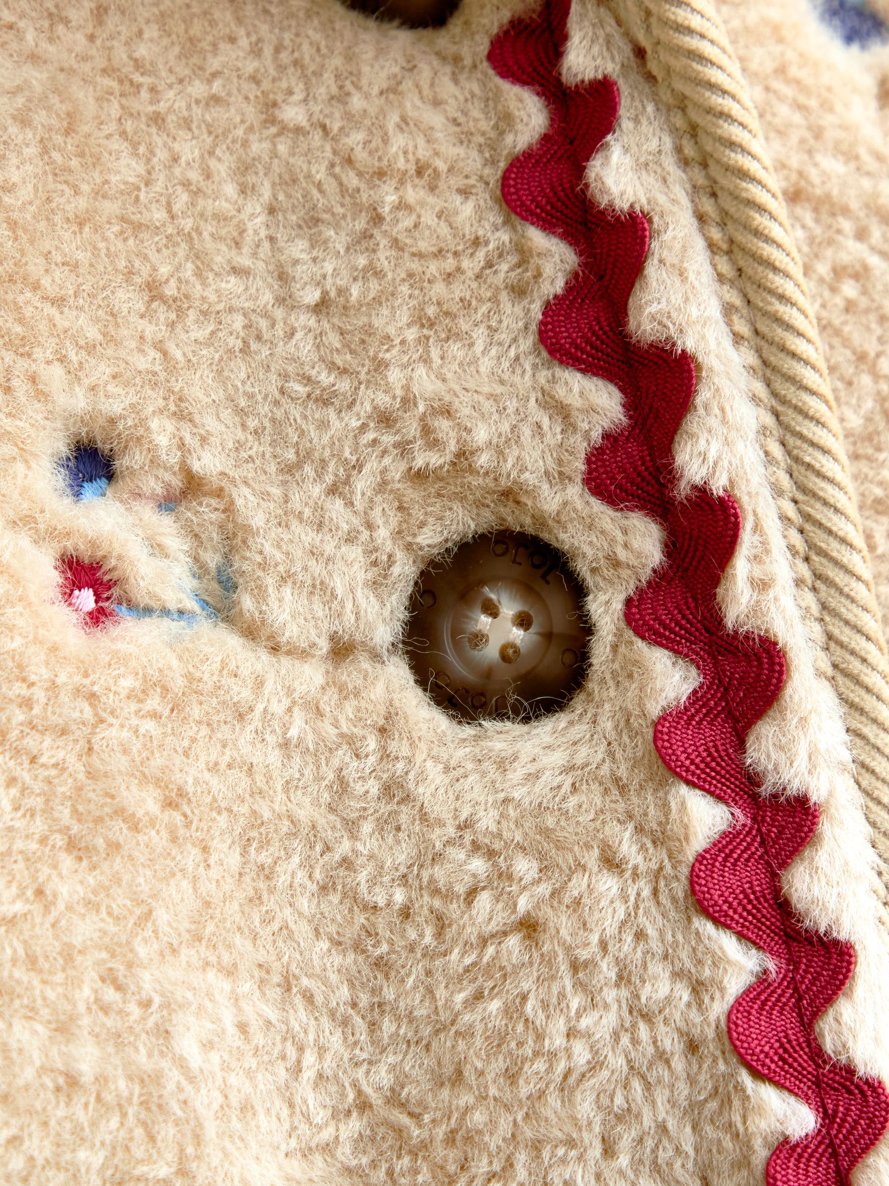 Beige Natural Floral Embroidered Borg Fleece - Image 5 of 5