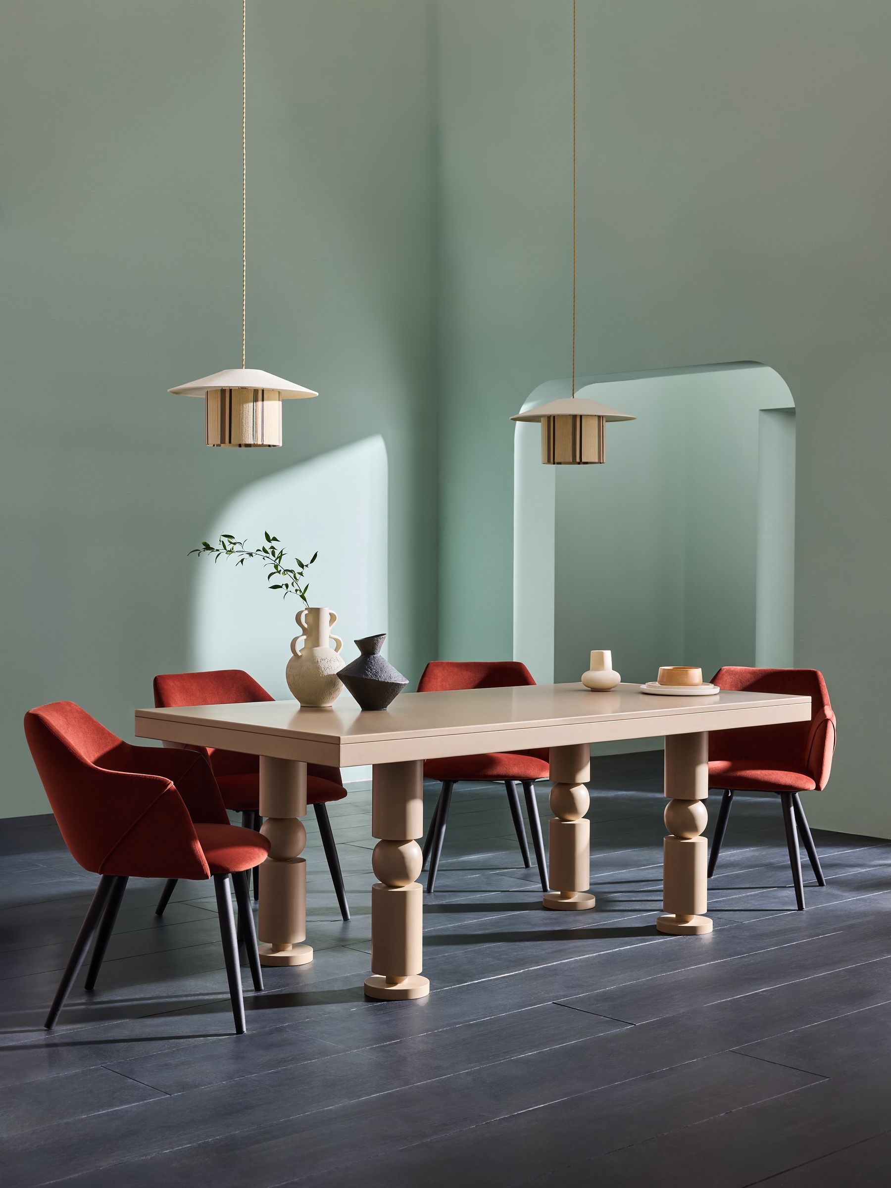 Cora 6 Seater Dining Table in Dusky Mauve Pink - Image 1 of 4