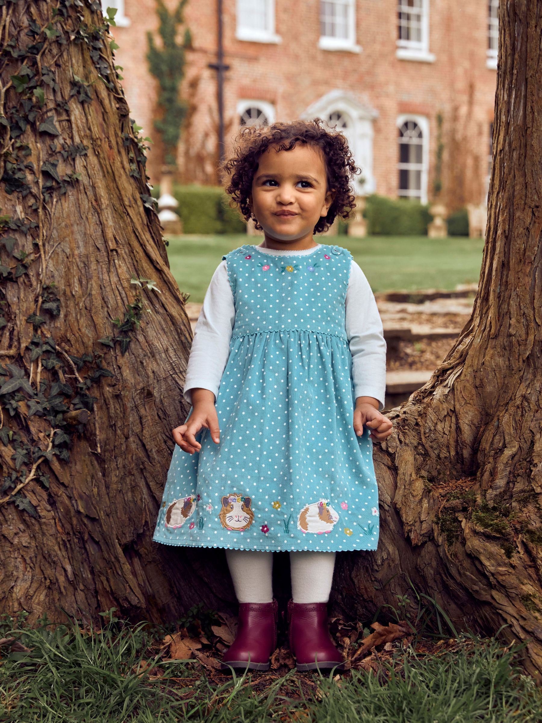 Duck Egg Blue Guinea Pig Girls' Appliqué Cord Dress - Image 1 of 5