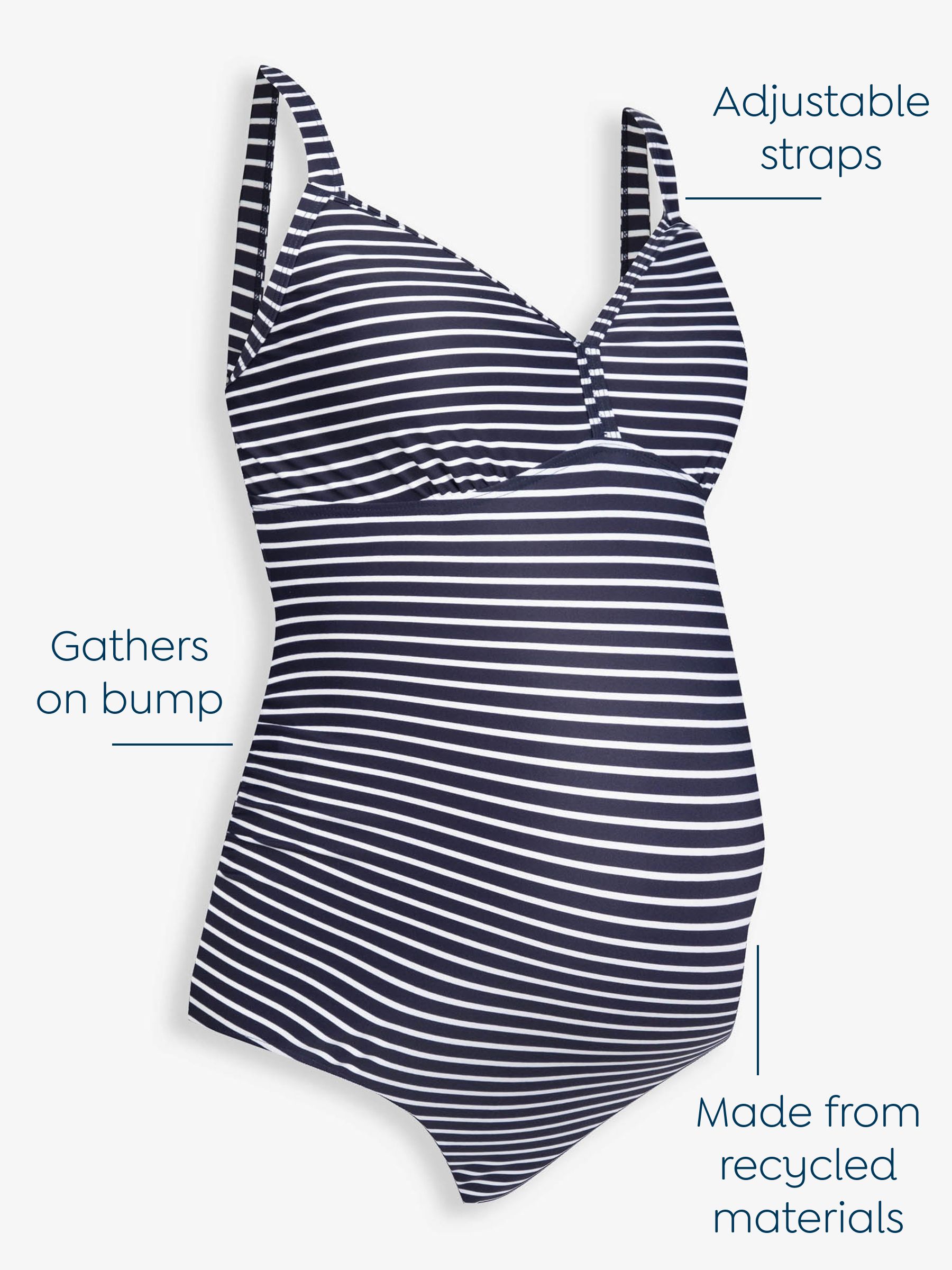 Navy Blue & White Stripe Stripe Maternity Swimsuit - Image 3 of 9