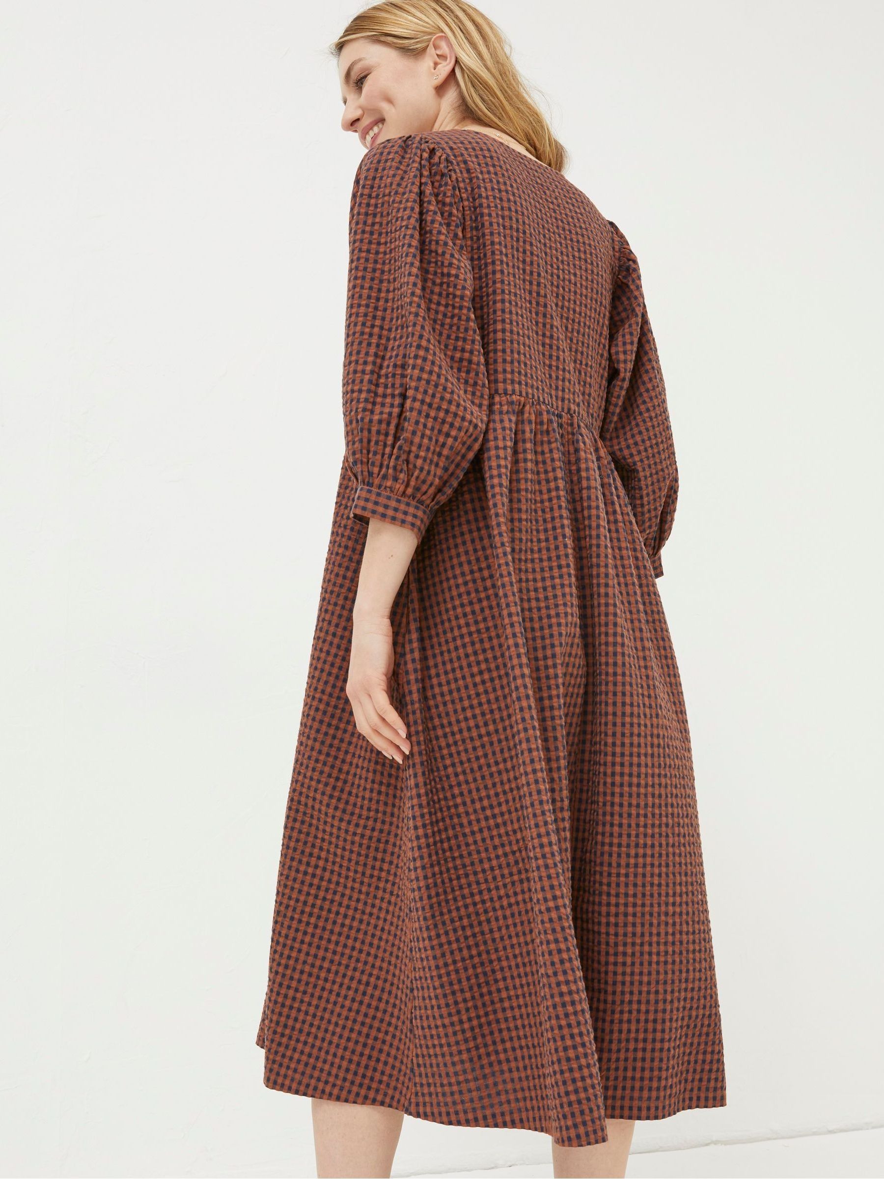 Ceil Brown Gingham Midi Dress - Image 2 of 6