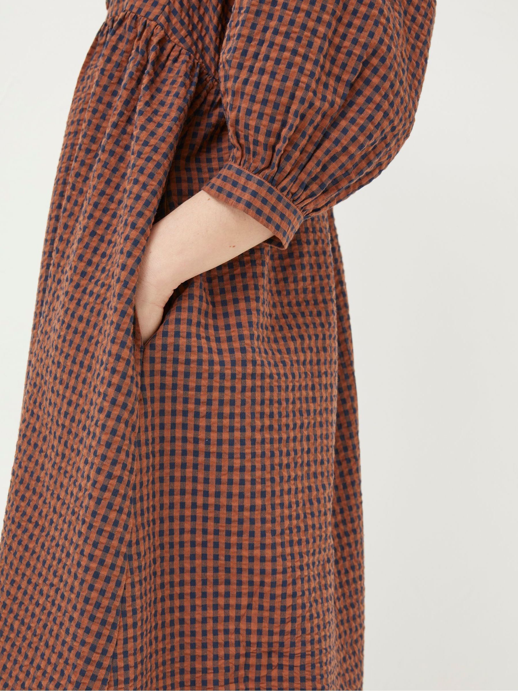 Ceil Brown Gingham Midi Dress - Image 5 of 6