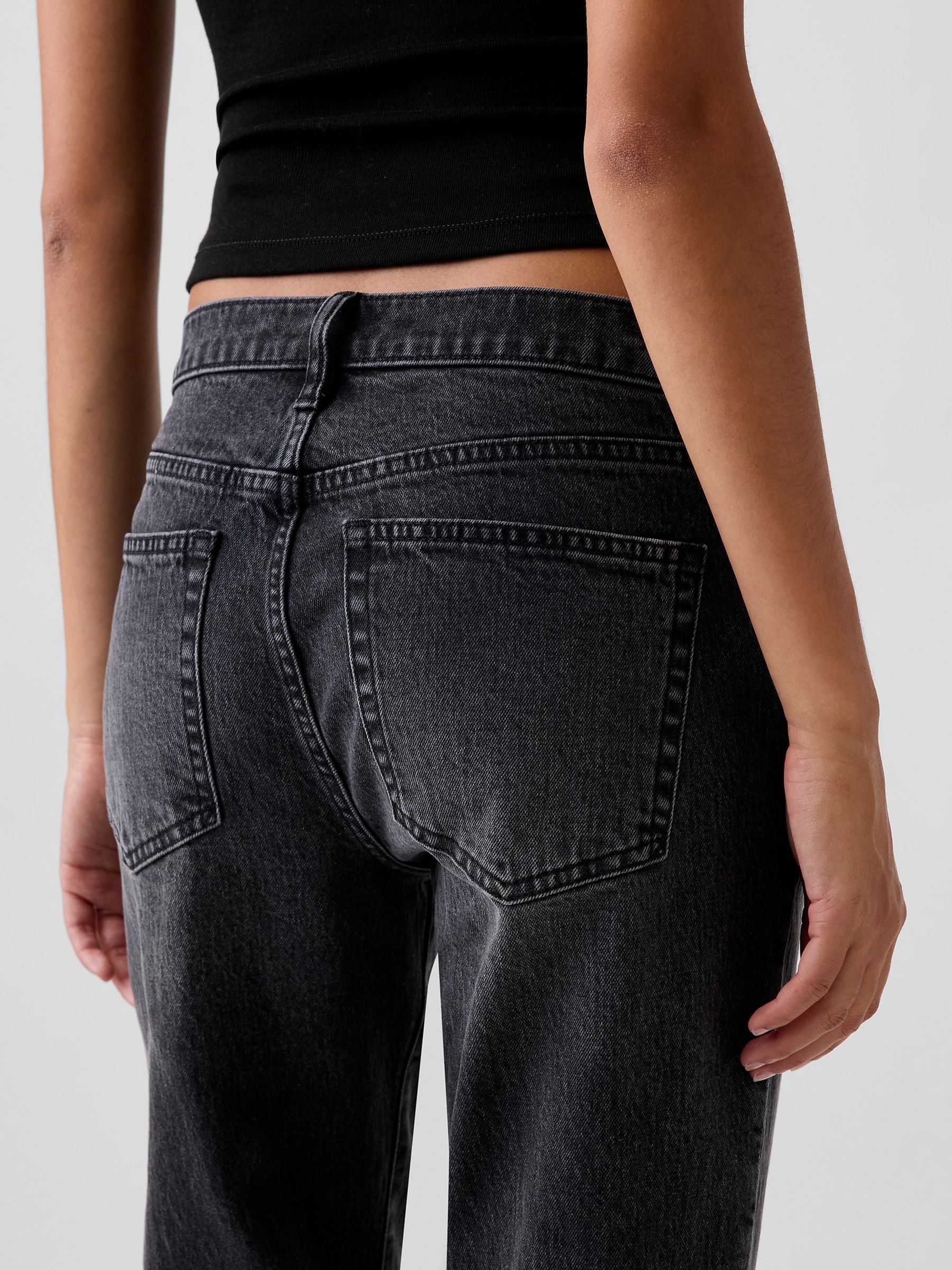 Black Wash Mid Rise Relaxed Flare Jeans - Image 5 of 5