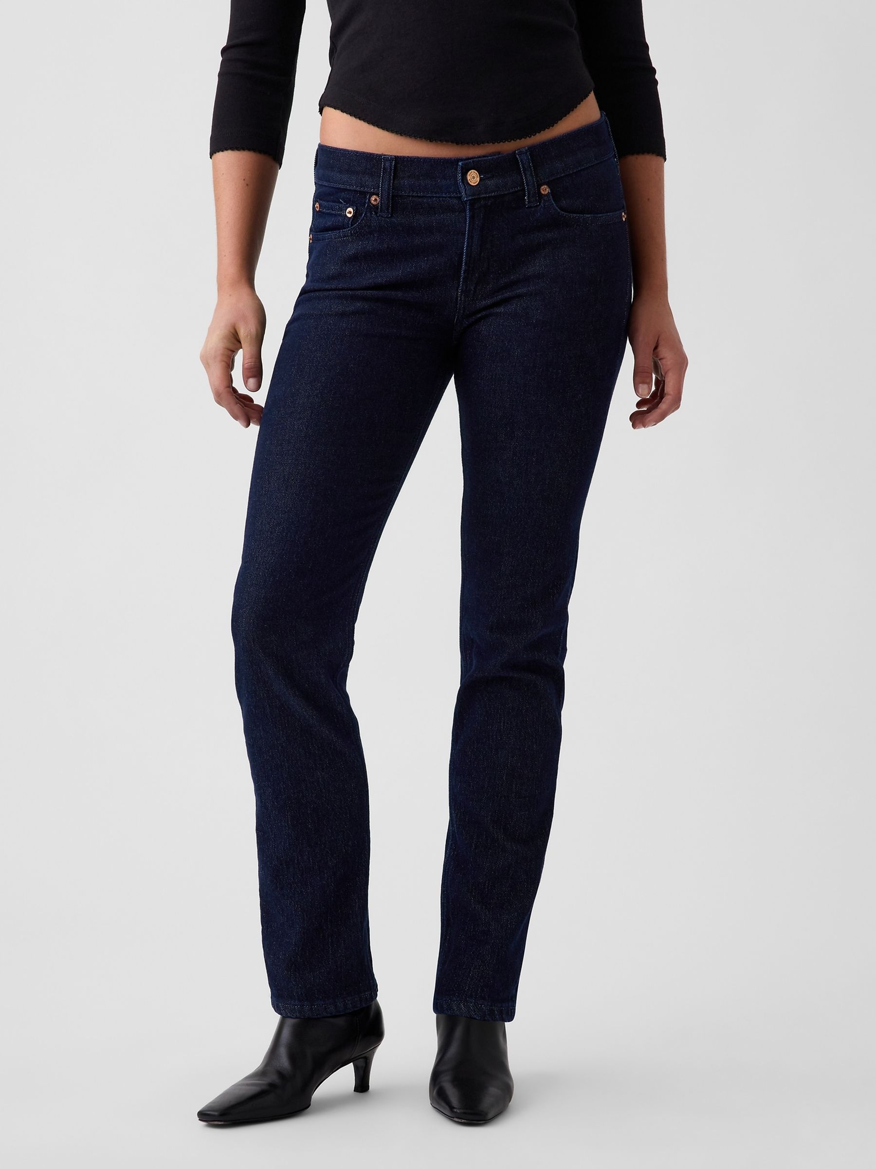 Dark Wash Low Rise '90s Slim Straight Jeans - Image 1 of 5 Dark Wash Low Rise '90s Slim Straight Jeans - Image 1 of 5