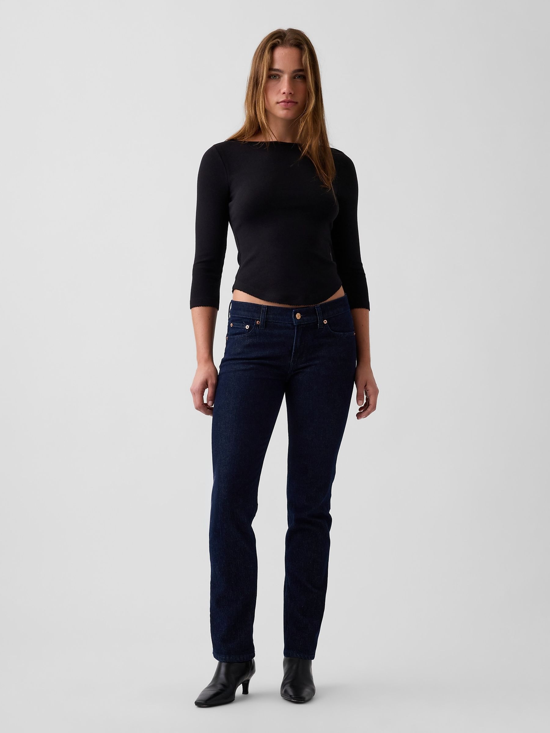 Dark Wash Low Rise '90s Slim Straight Jeans - Image 3 of 5