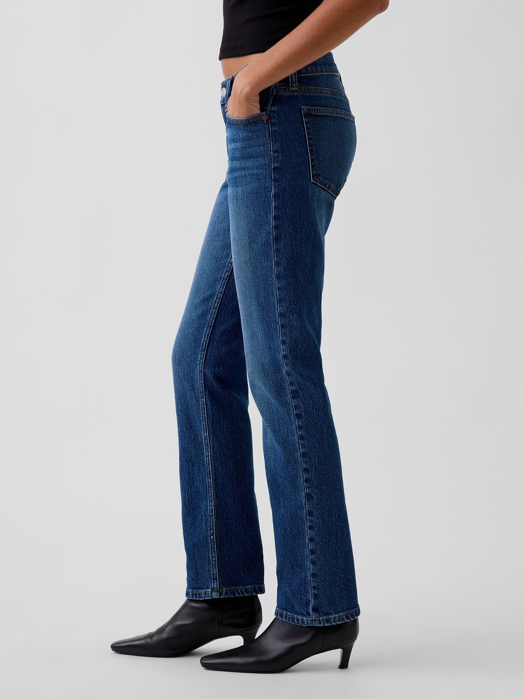 Medium Wash Low Rise '90s Slim Straight Jeans - Image 3 of 5