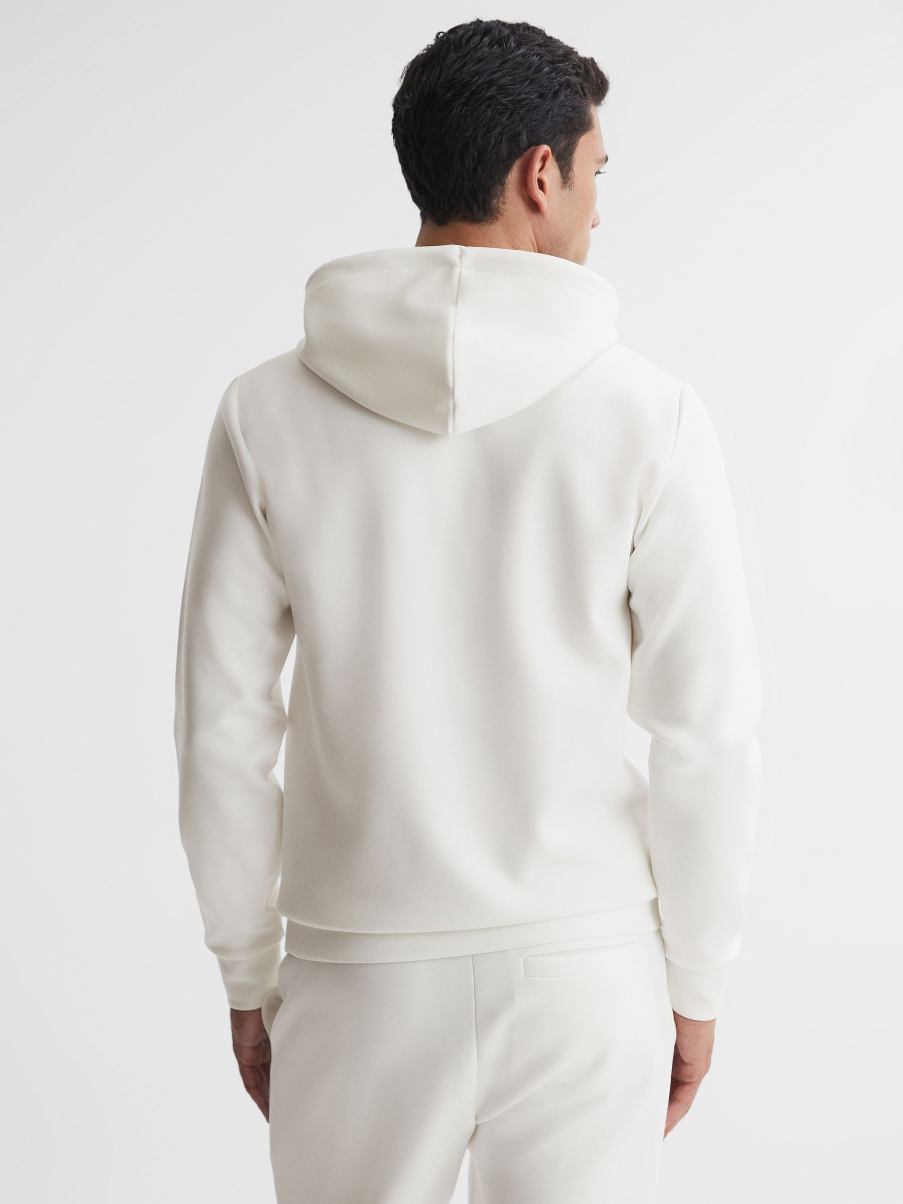 Interlock Jersey Drawstring Hoodie in White - Image 4 of 4
