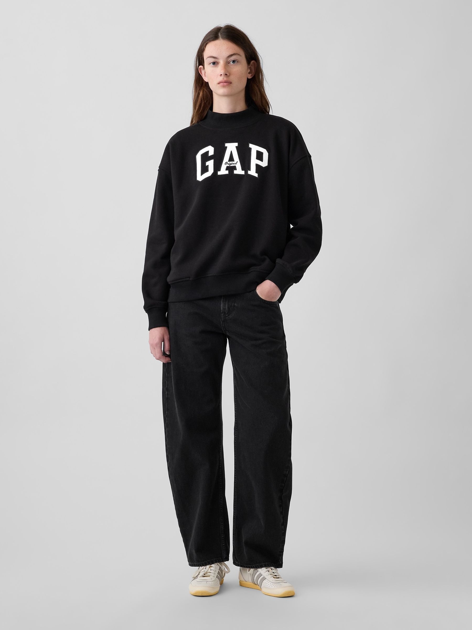 Black Vintage Soft Oversized Mock Neck Logo Sweatshirt - Image 3 of 6