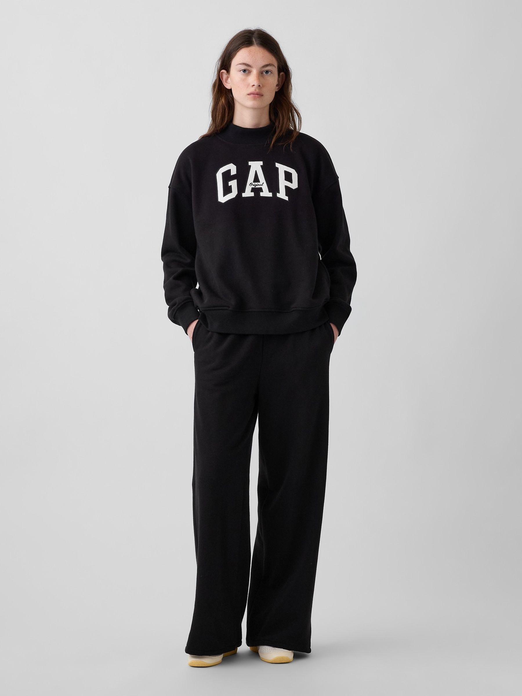 Black Vintage Soft Oversized Mock Neck Logo Sweatshirt - Image 5 of 6
