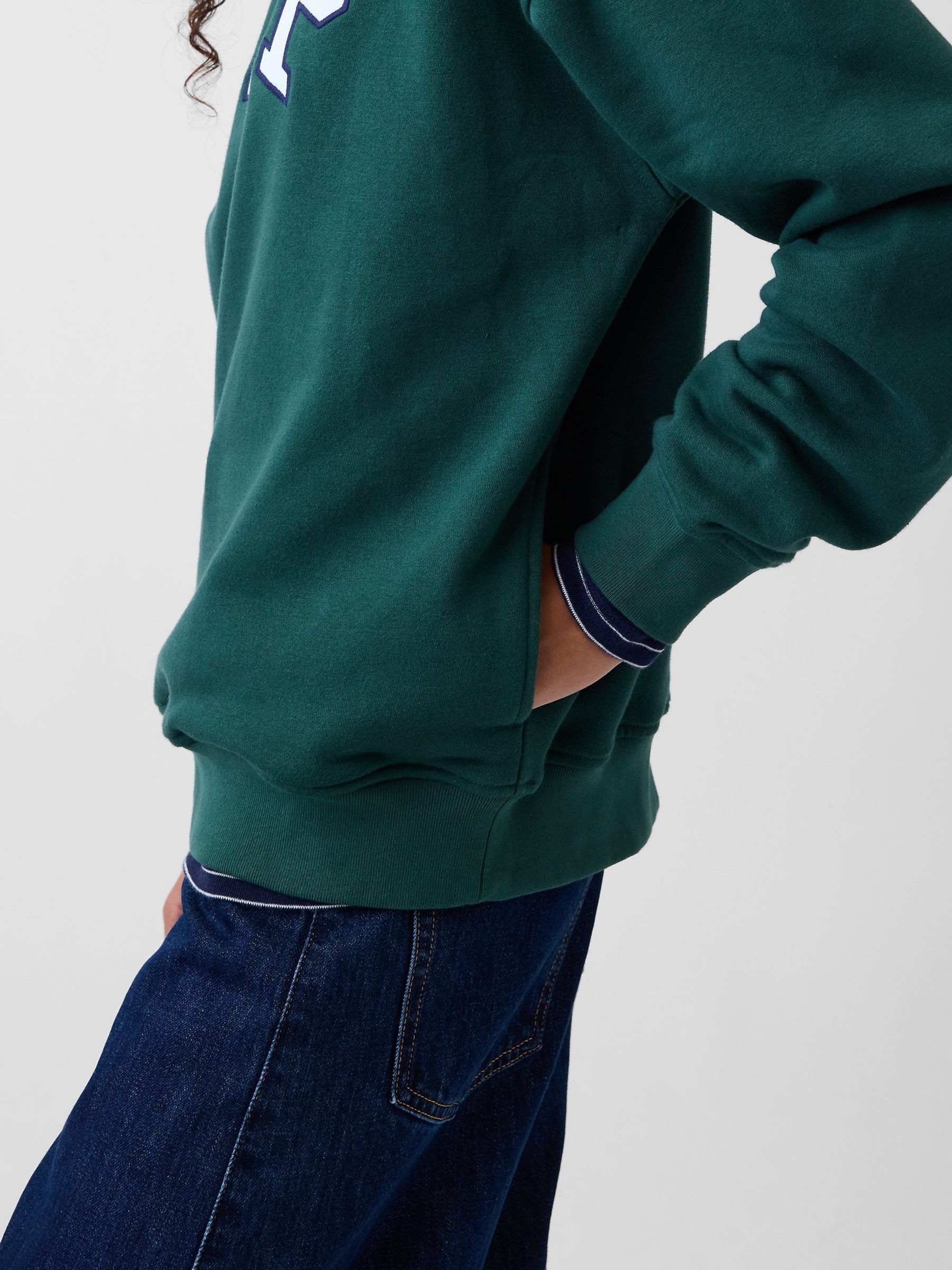 Dark Green Vintage Soft Oversized Mock Neck Logo Sweatshirt - Image 6 of 6