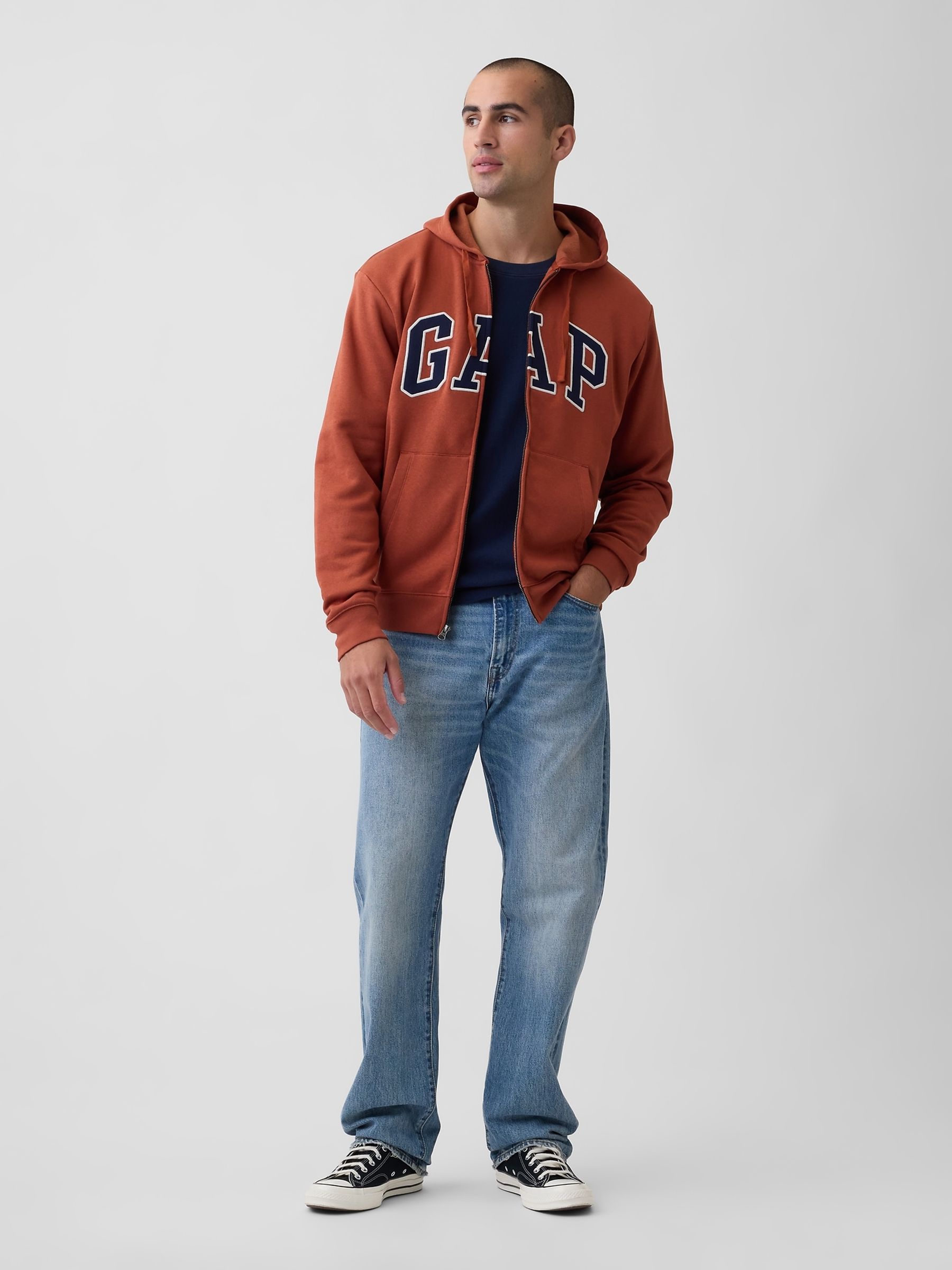 Burnt Orange Relaxed Logo Zip Hoodie - Image 3 of 4