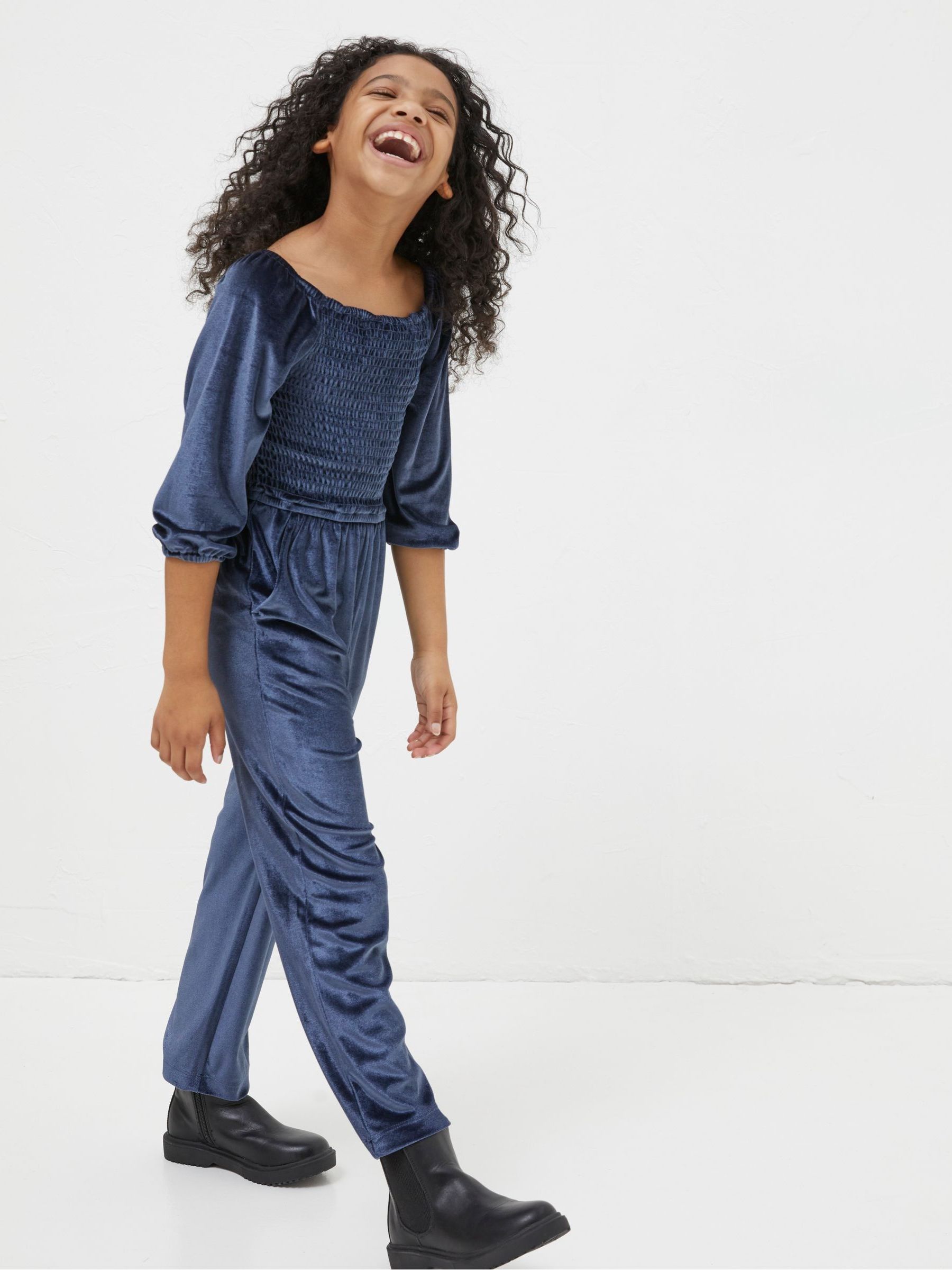 Blue Emily Velvet Jumpsuit - Image 3 of 5