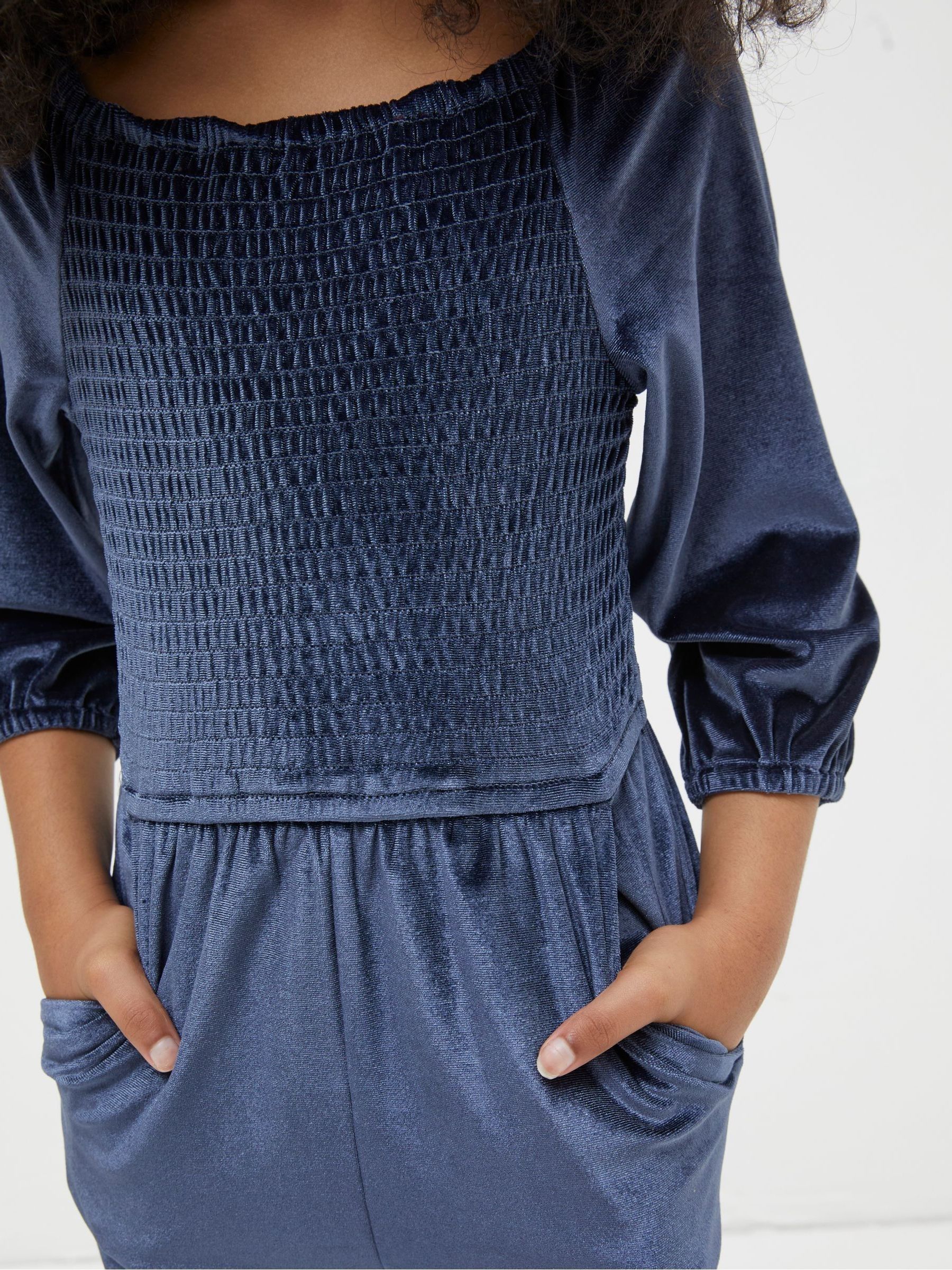 Blue Emily Velvet Jumpsuit - Image 4 of 5