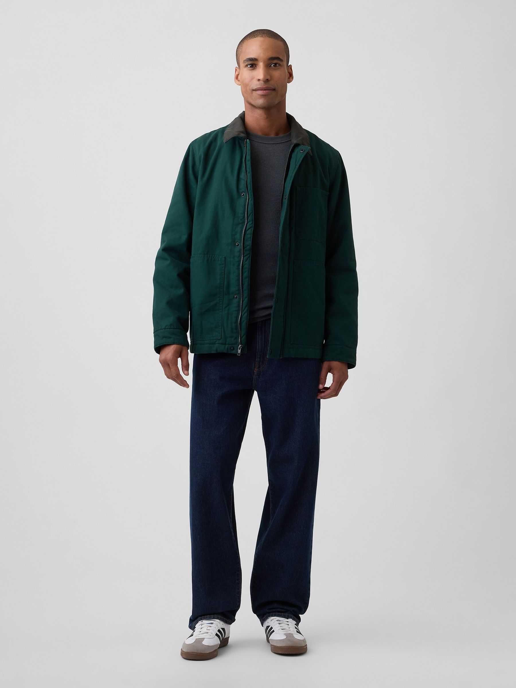 Green Relaxed Canvas Chore Jacket - Image 3 of 5