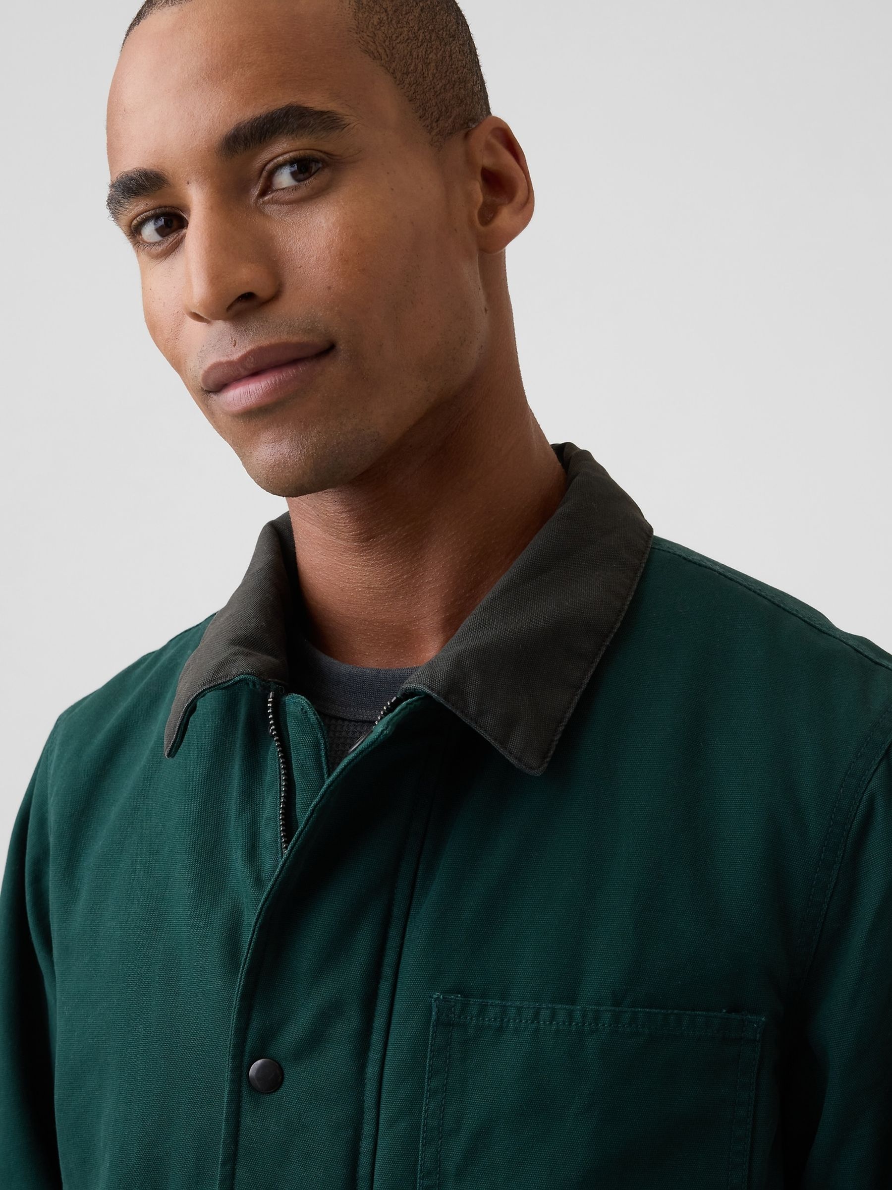 Green Relaxed Canvas Chore Jacket - Image 4 of 5