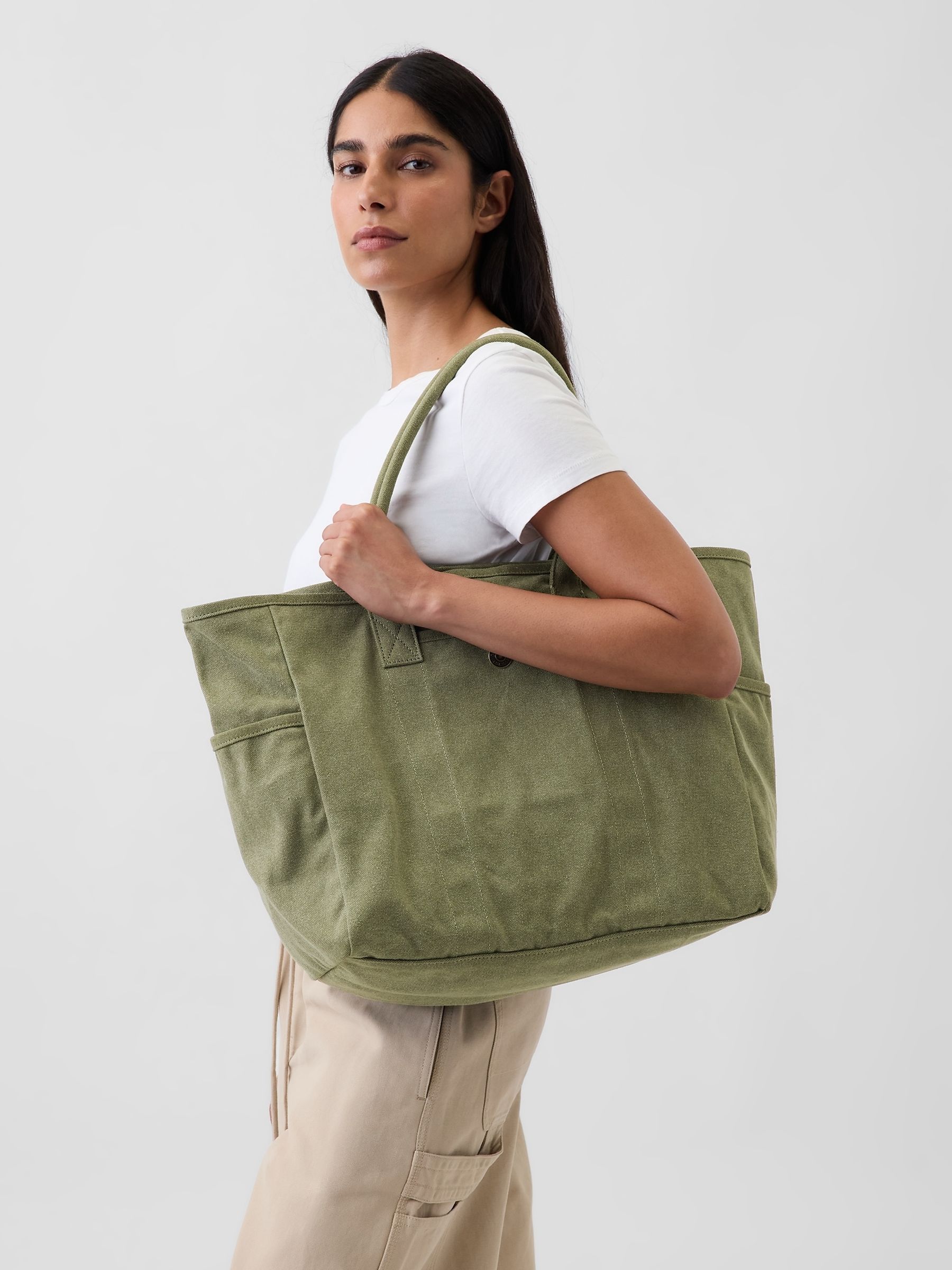Olive Green Canvas Favorite Tote Bag - Image 1 of 5 Olive Green Canvas Favorite Tote Bag - Image 1 of 5