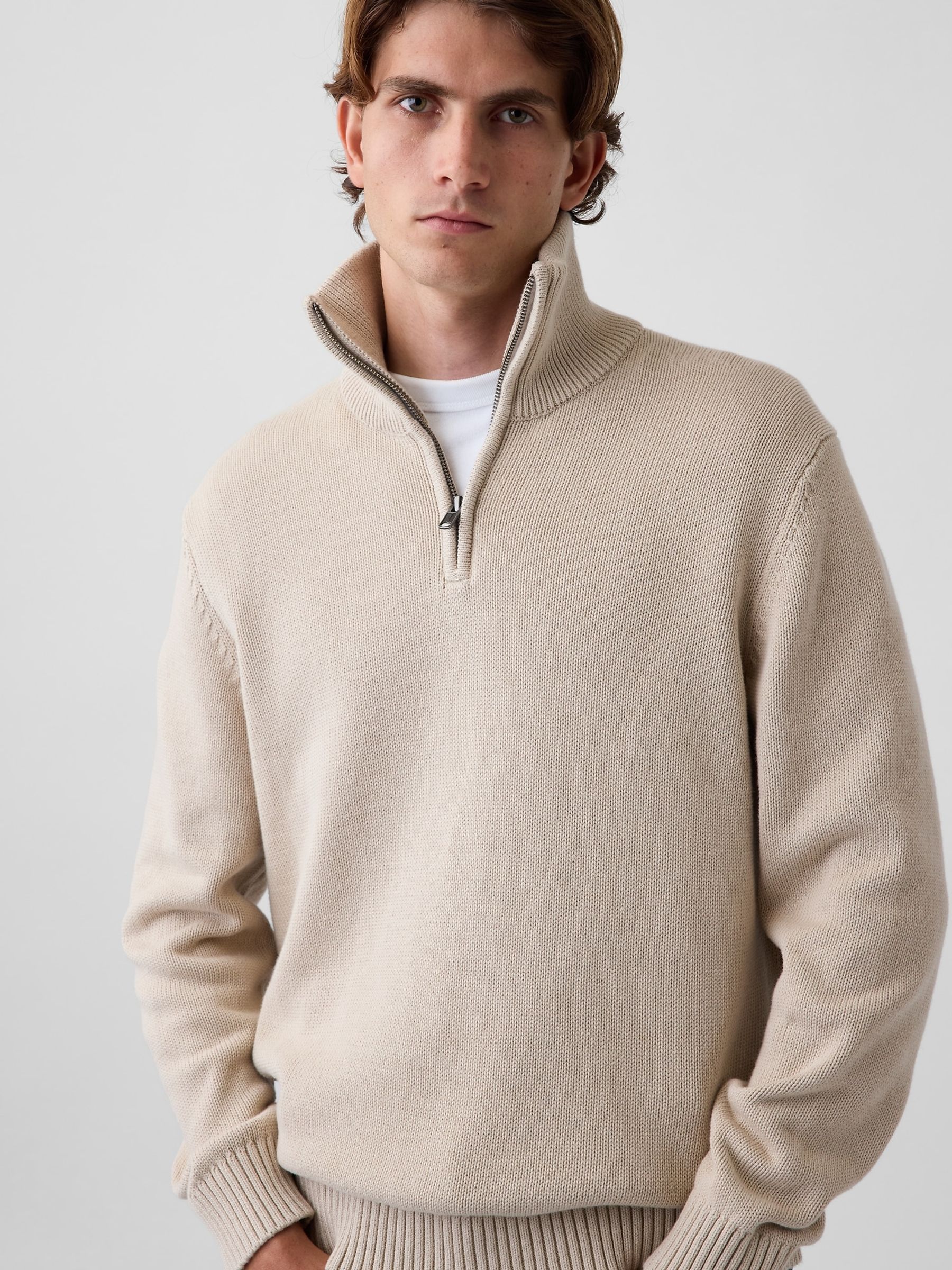 Cream Relaxed Quarter-Zip Jumper - Image 4 of 4