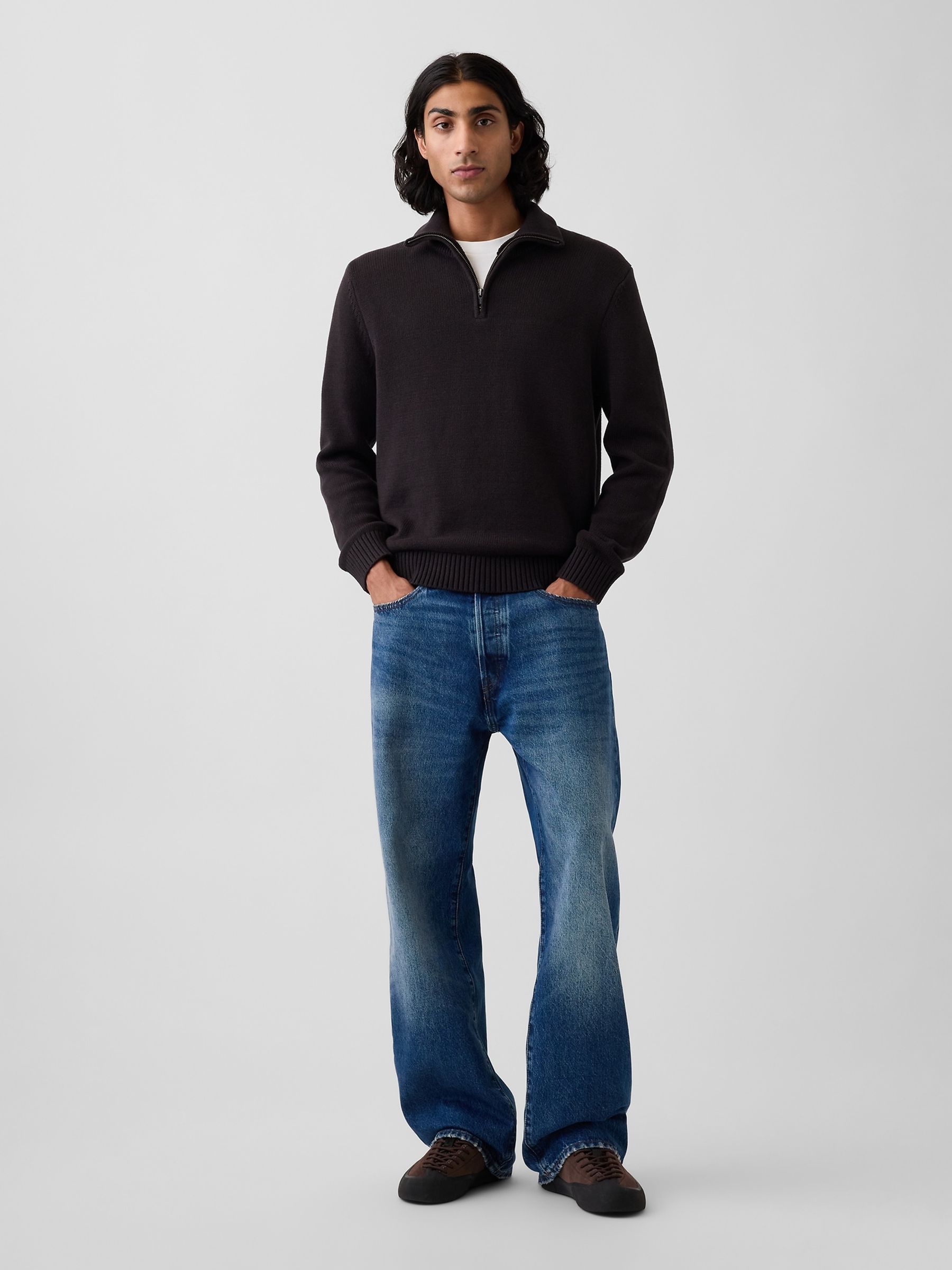Black Relaxed Quarter-Zip Jumper - Image 3 of 4