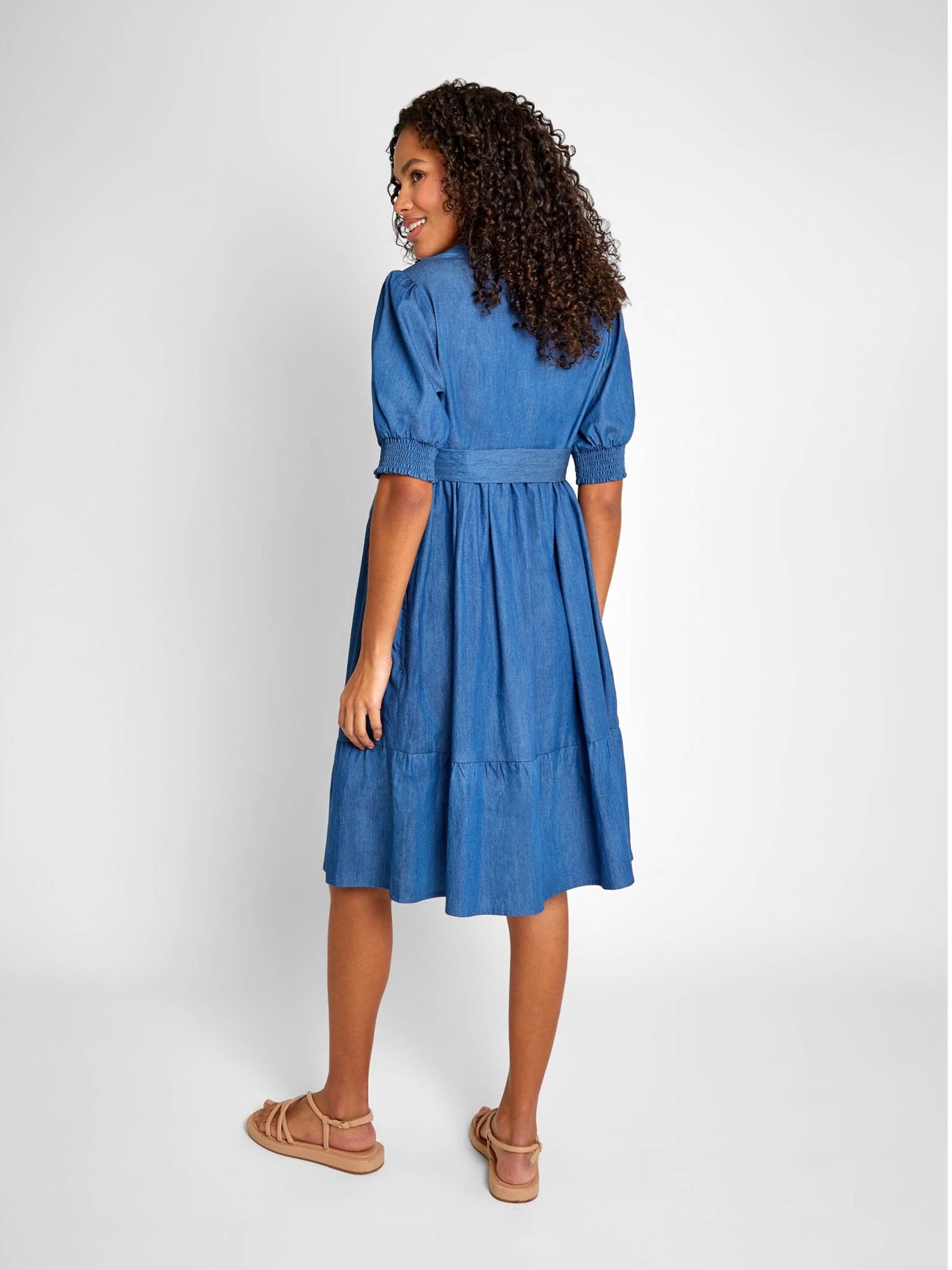 Chambray Tiered Maternity Shirt Dress - Image 2 of 5