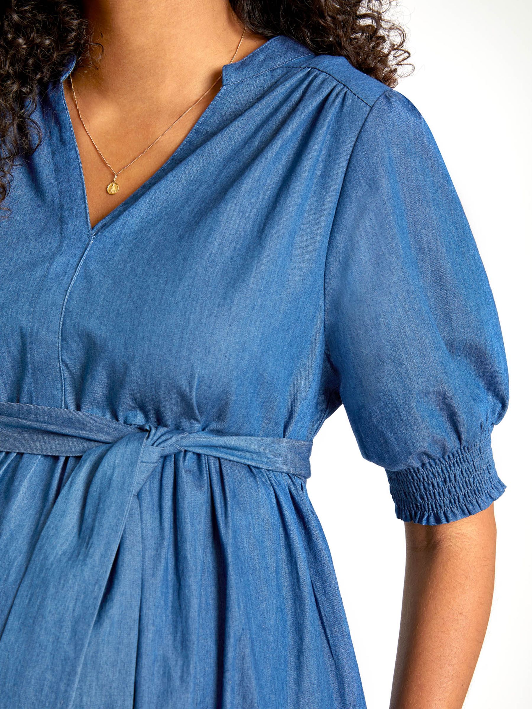 Chambray Tiered Maternity Shirt Dress - Image 3 of 5