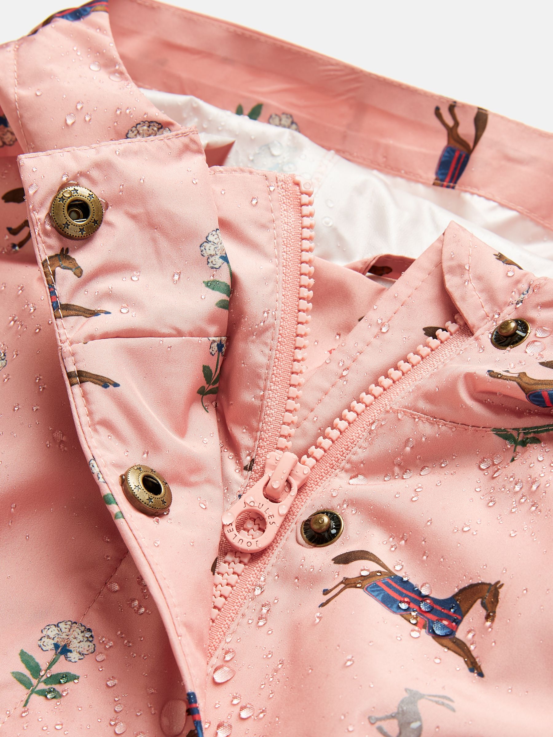 Girls' Rainford Pink Horse Waterproof Packable Raincoat With Hood - Image 3 of 6