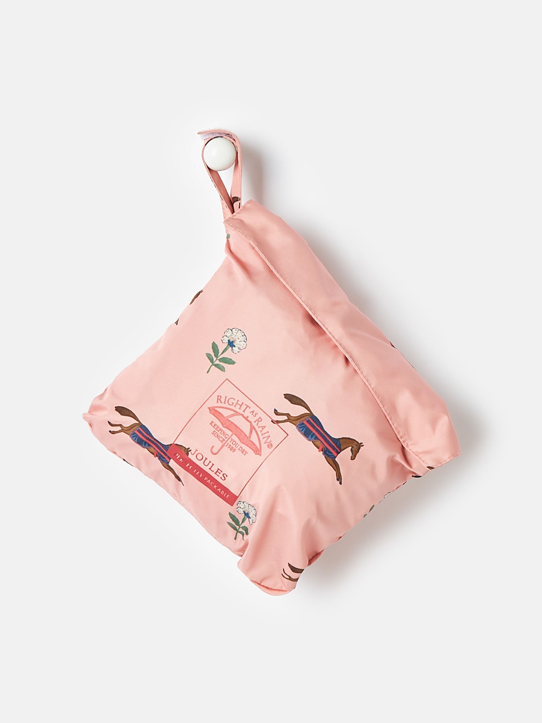 Girls' Rainford Pink Horse Waterproof Packable Raincoat With Hood - Image 4 of 6